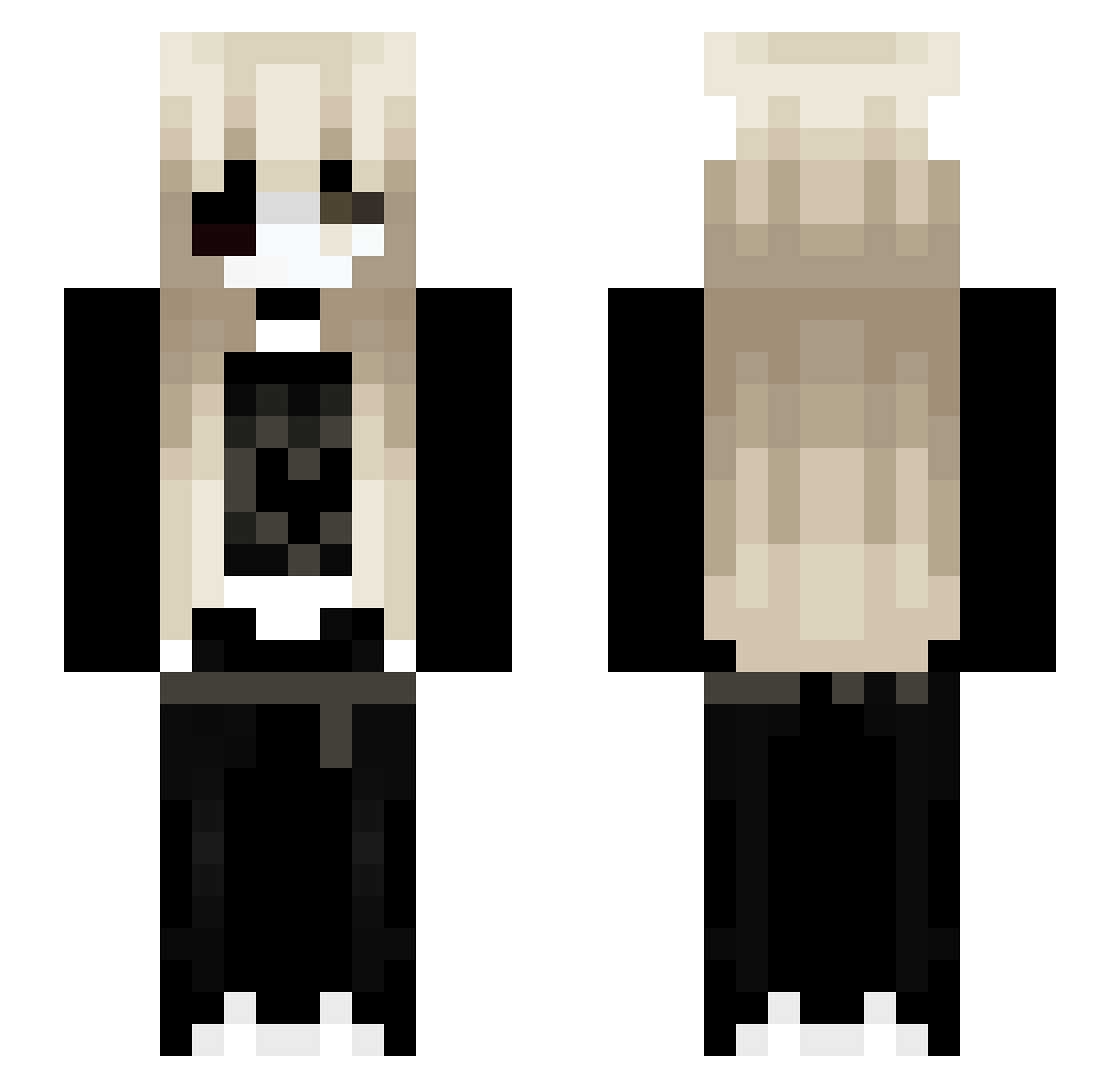 Yanee3 Minecraft skin, front and back view