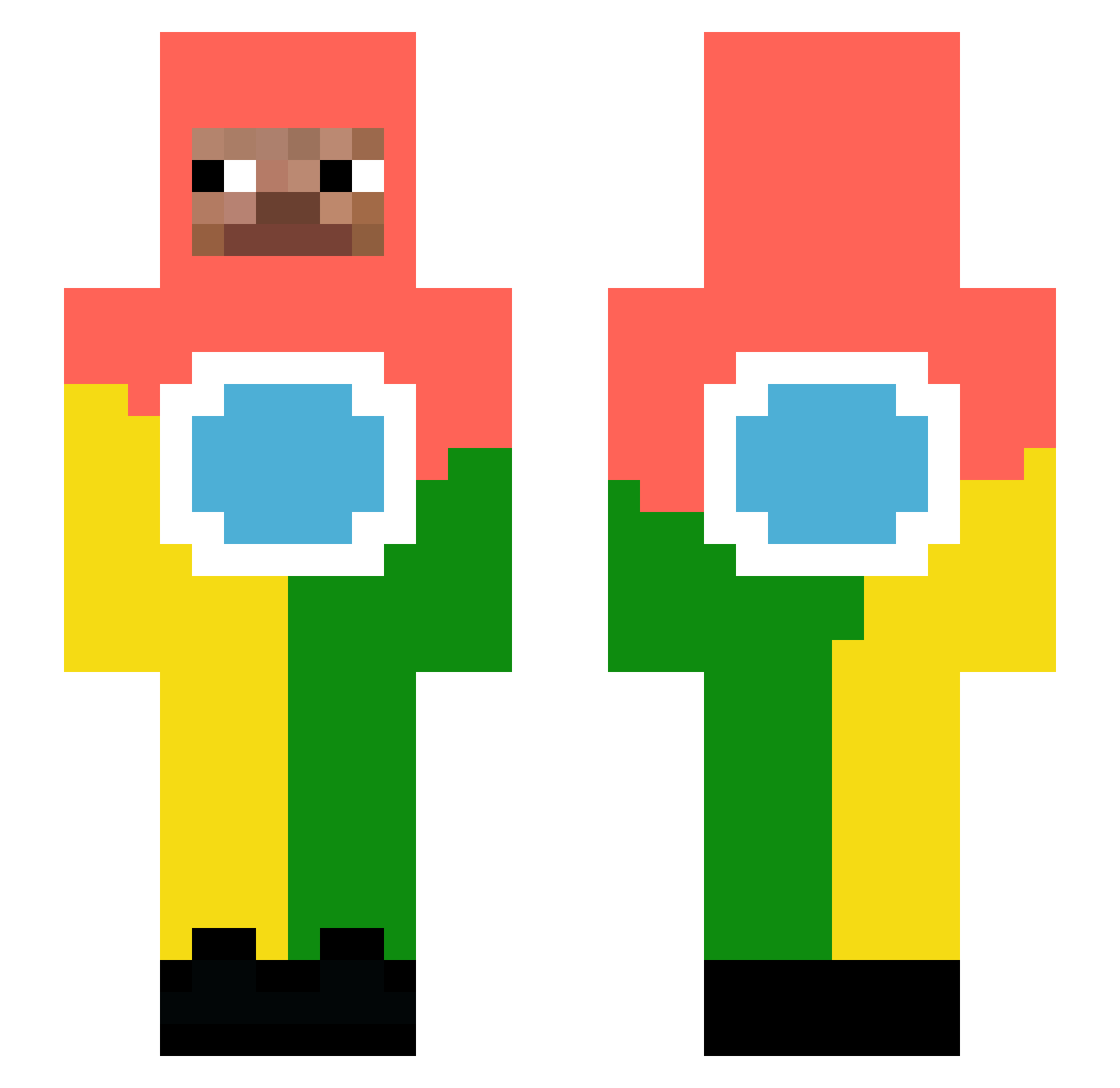 nickeske Minecraft skin, front and back view