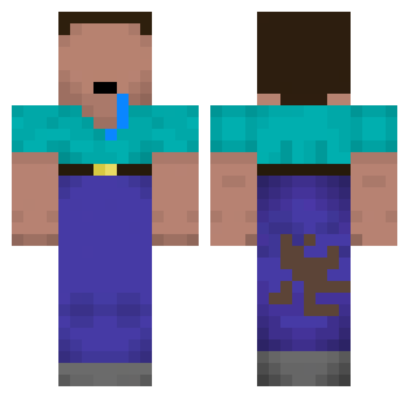 Yaneotan Minecraft skin, front and back view