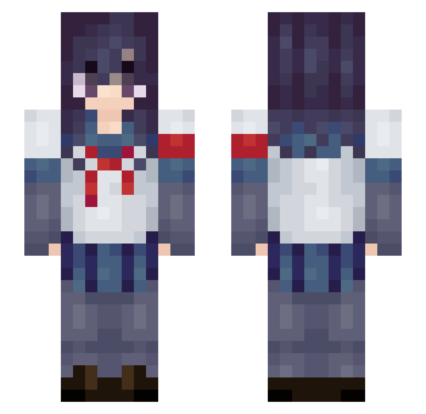 gnosim Minecraft skin, front and back view