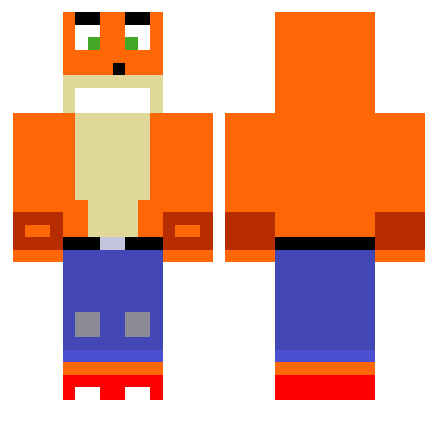 styled Minecraft skin, front and back view