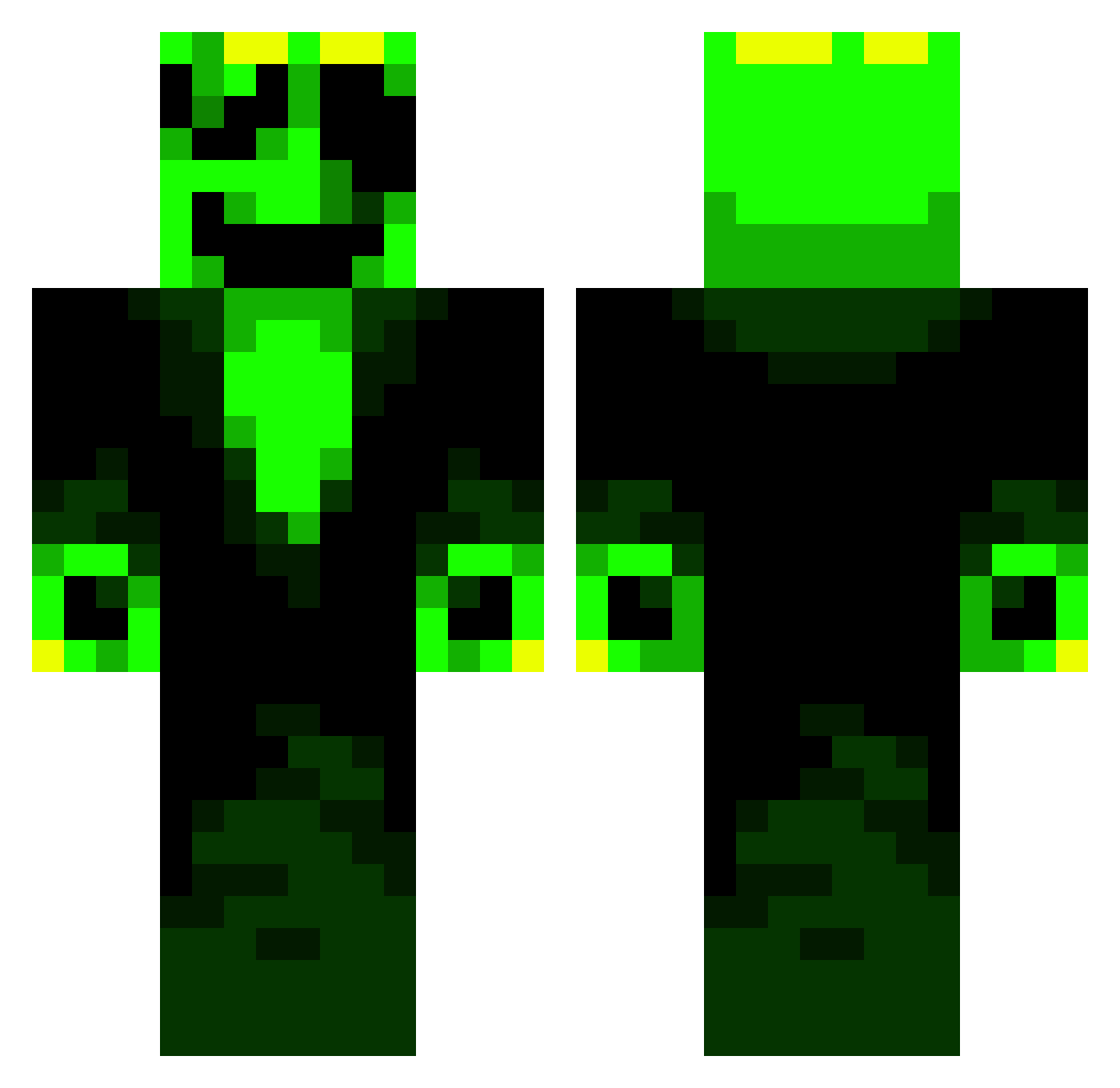Ieatkind Minecraft skin, front and back view