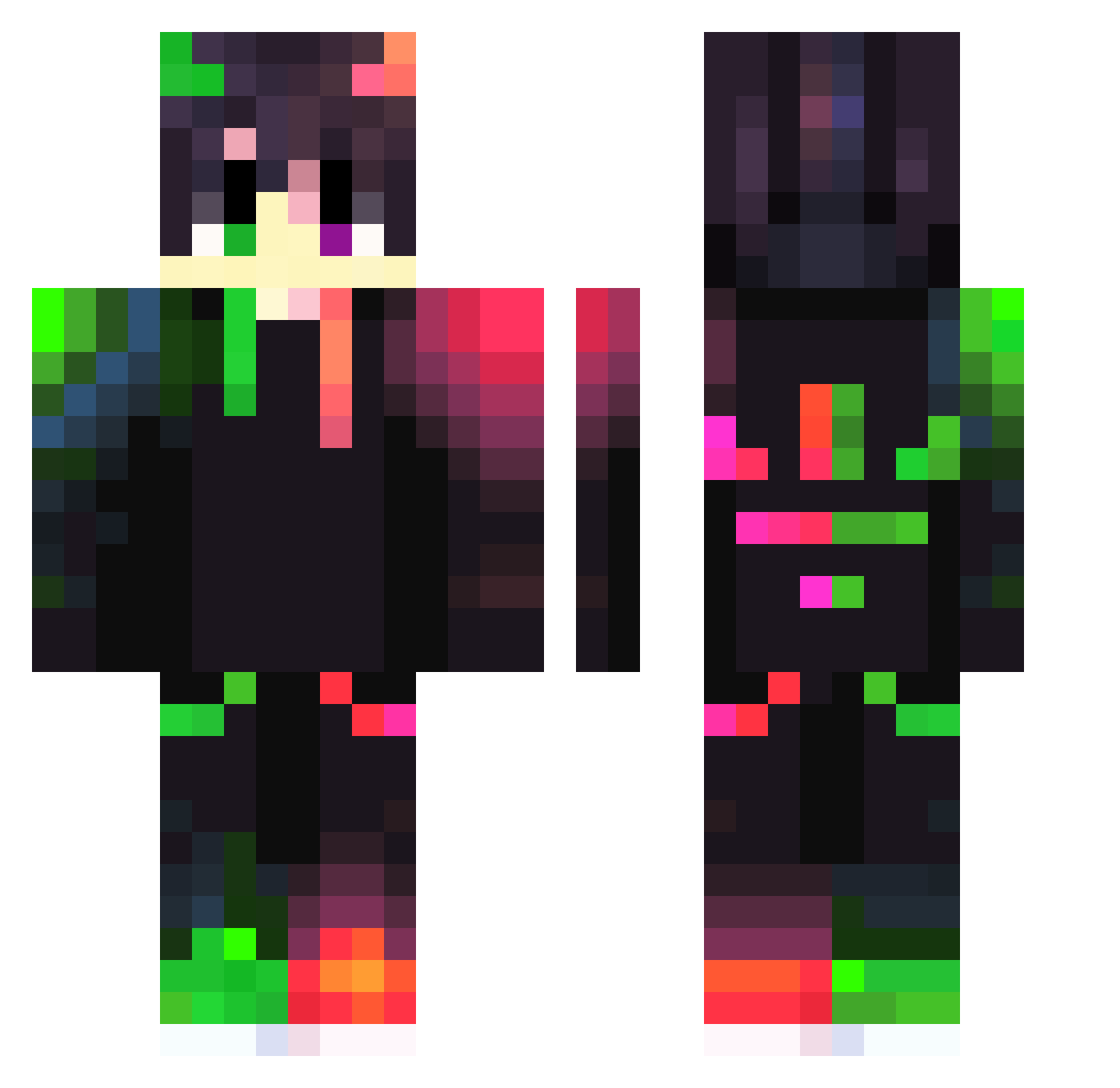 iCruush Minecraft skin, front and back view
