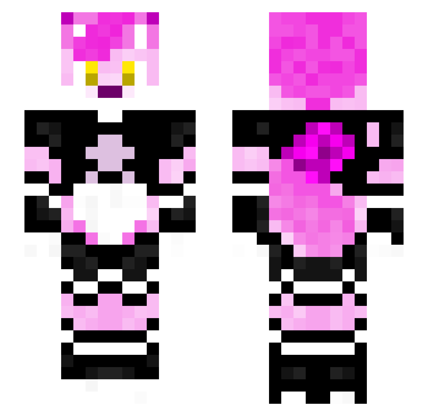 SoftFemboyButts Minecraft skin, front and back view
