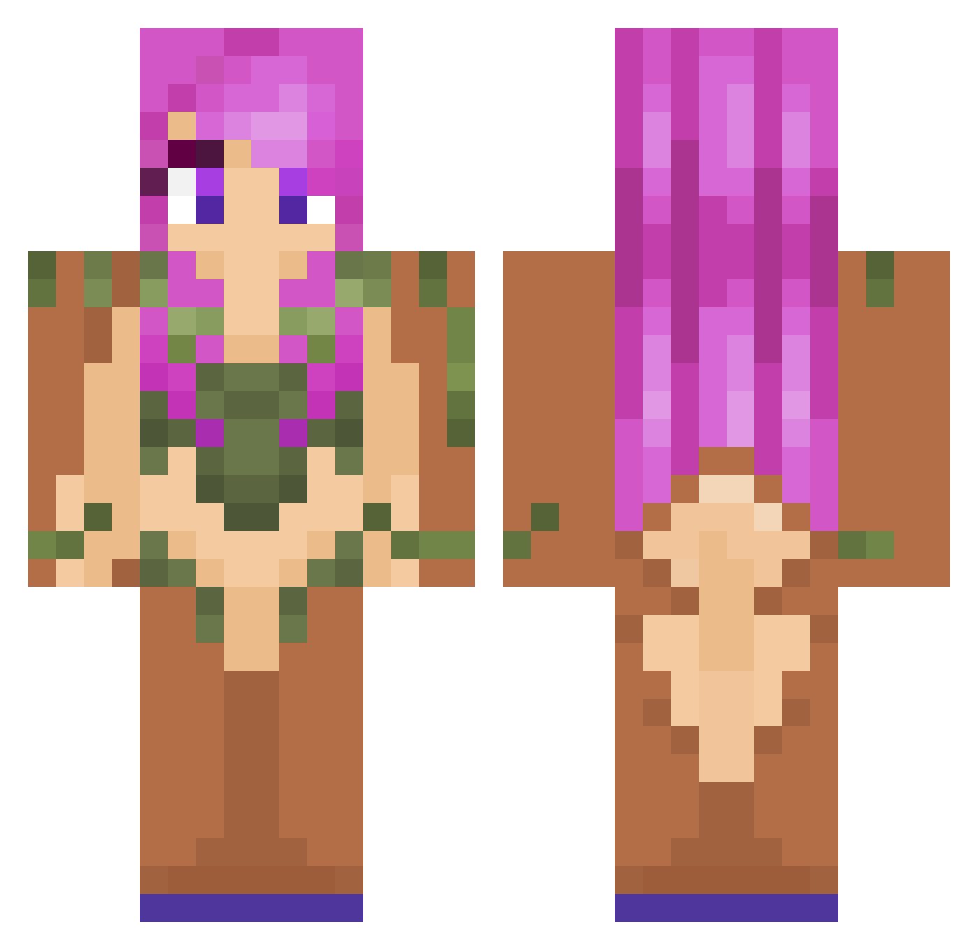 PlasticFoon Minecraft skin, front and back view