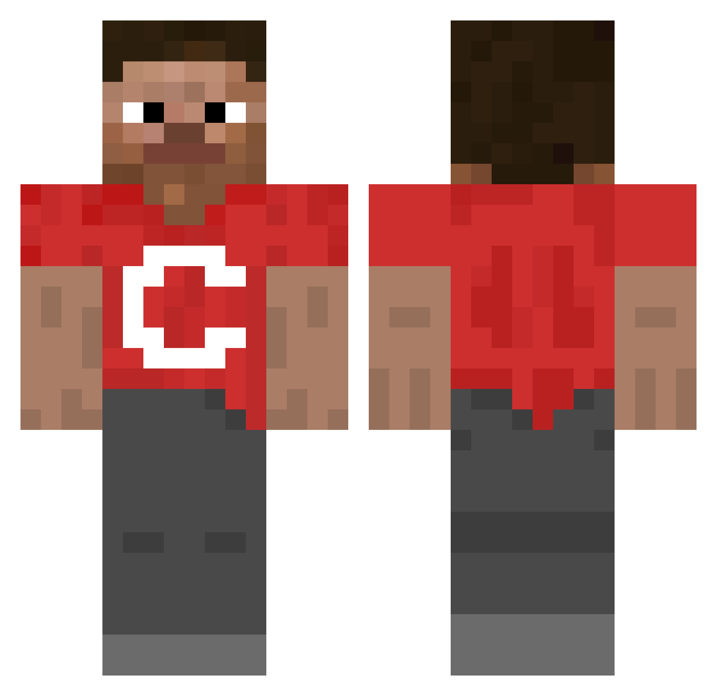 roadside Minecraft skin, front and back view