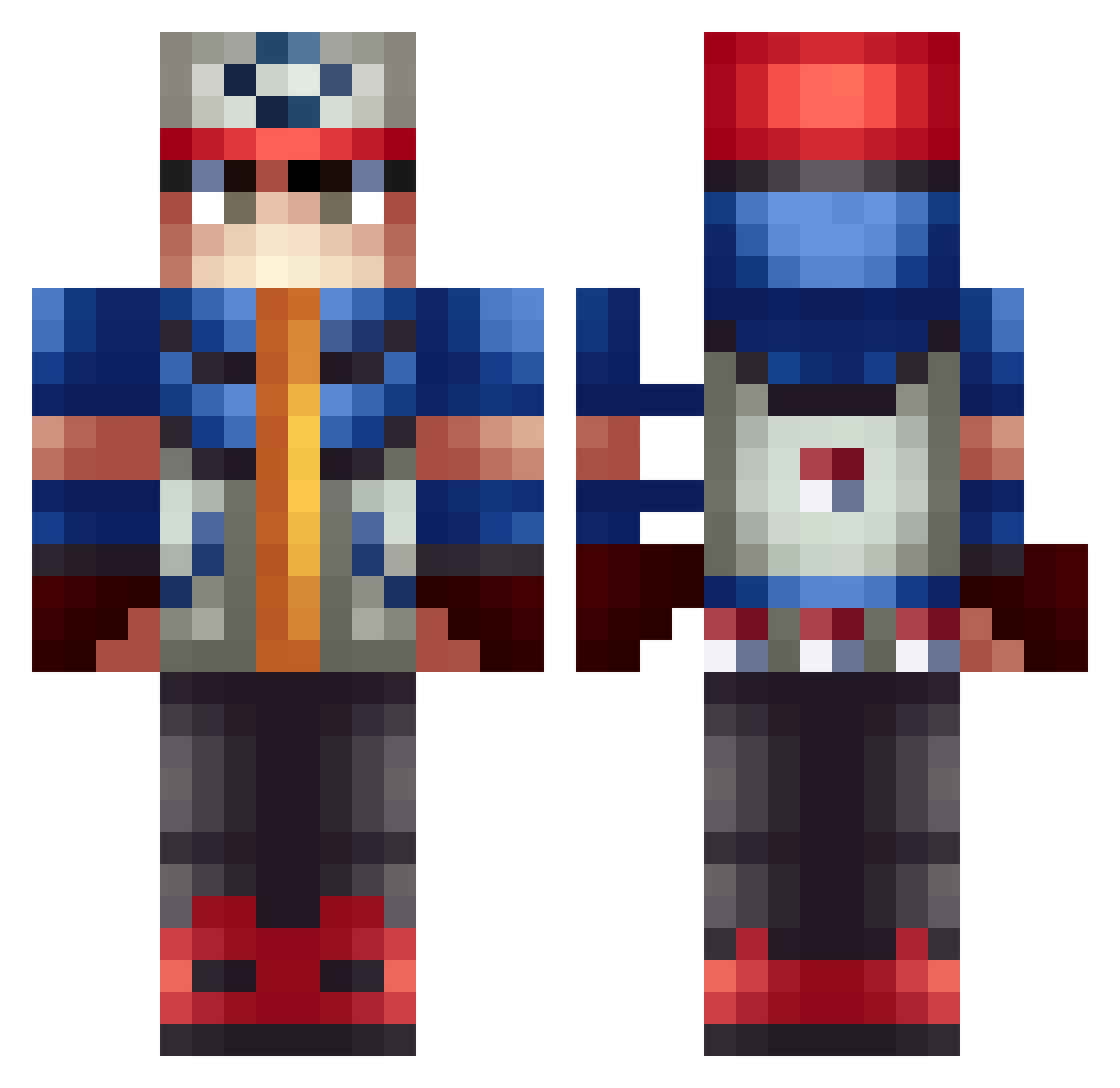 TriggerBot_exe Minecraft skin, front and back view