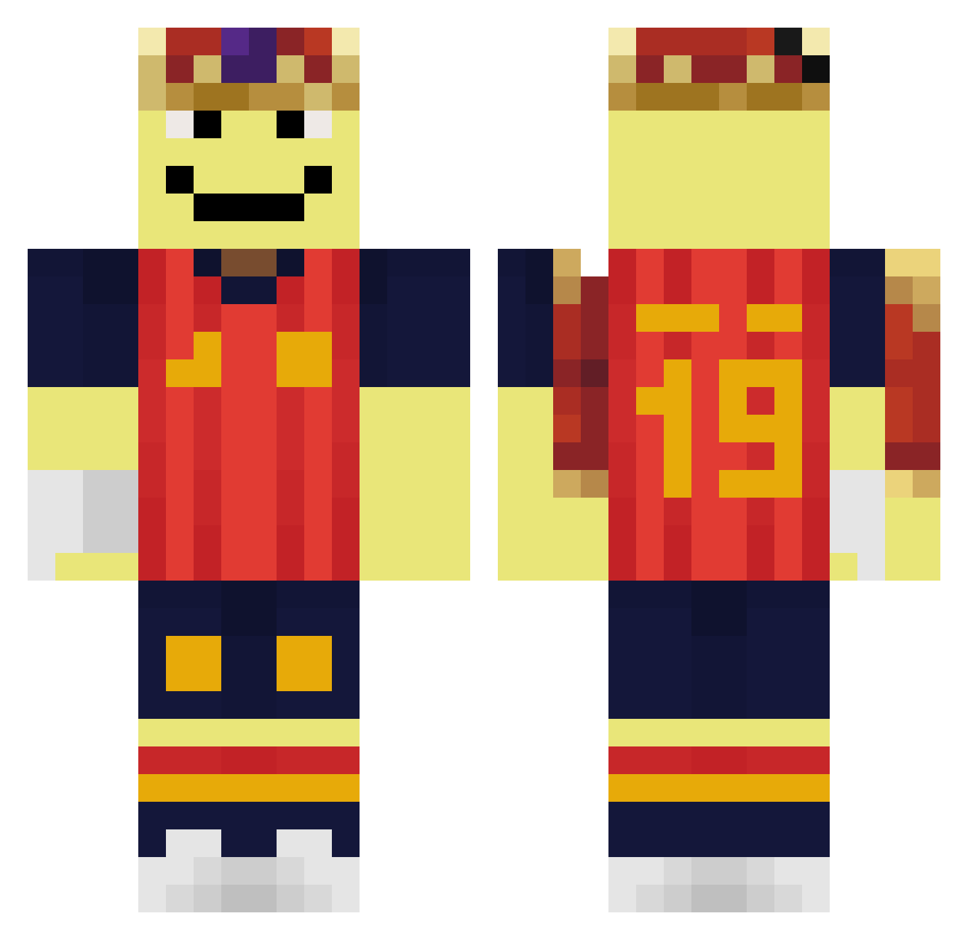 Wasibly Minecraft skin, front and back view