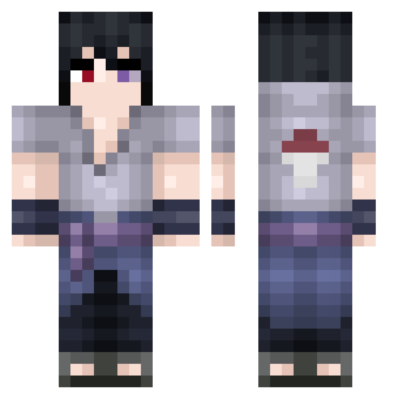 bristoe Minecraft skin, front and back view