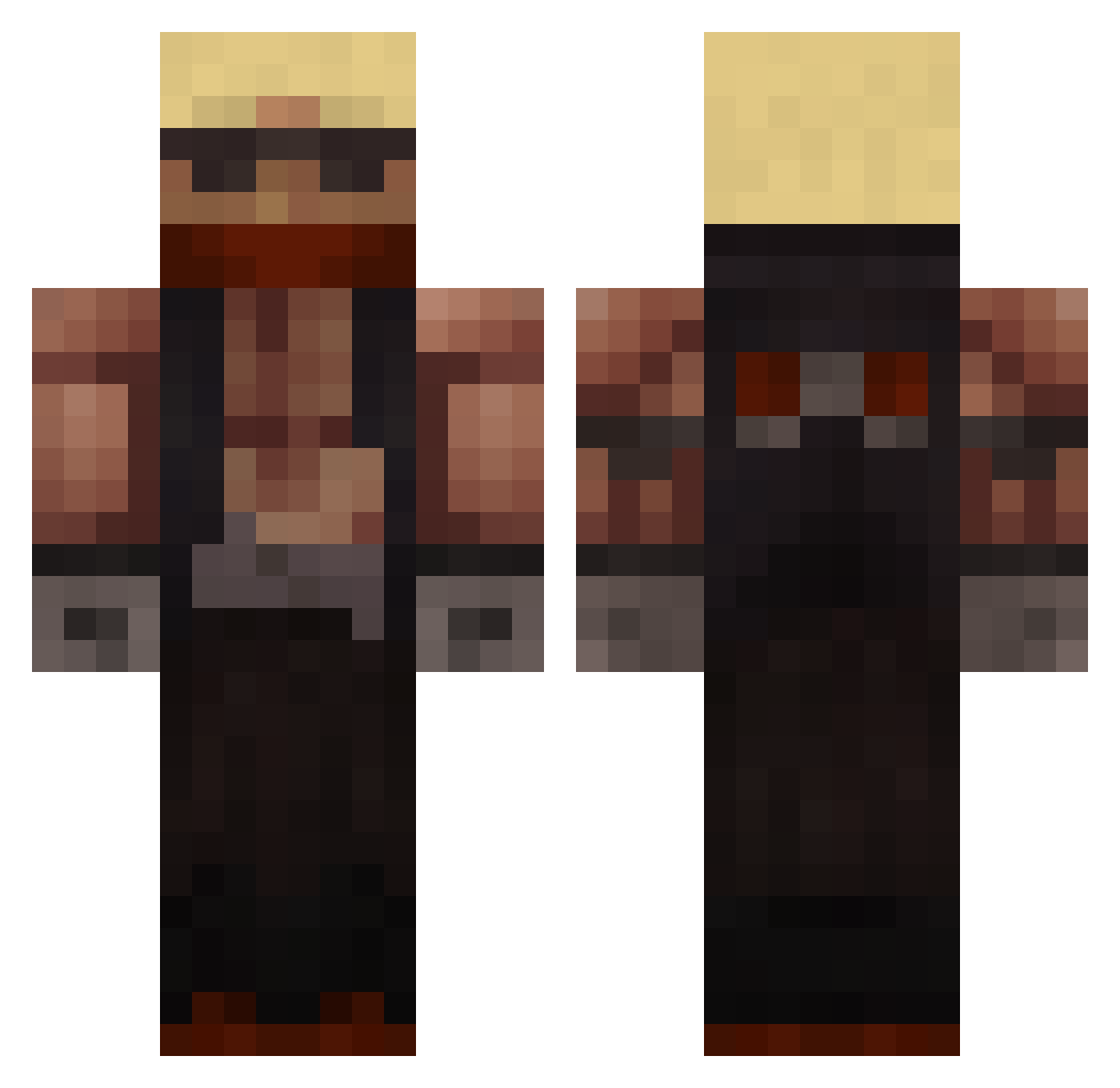 NumptyNoggin Minecraft skin, front and back view