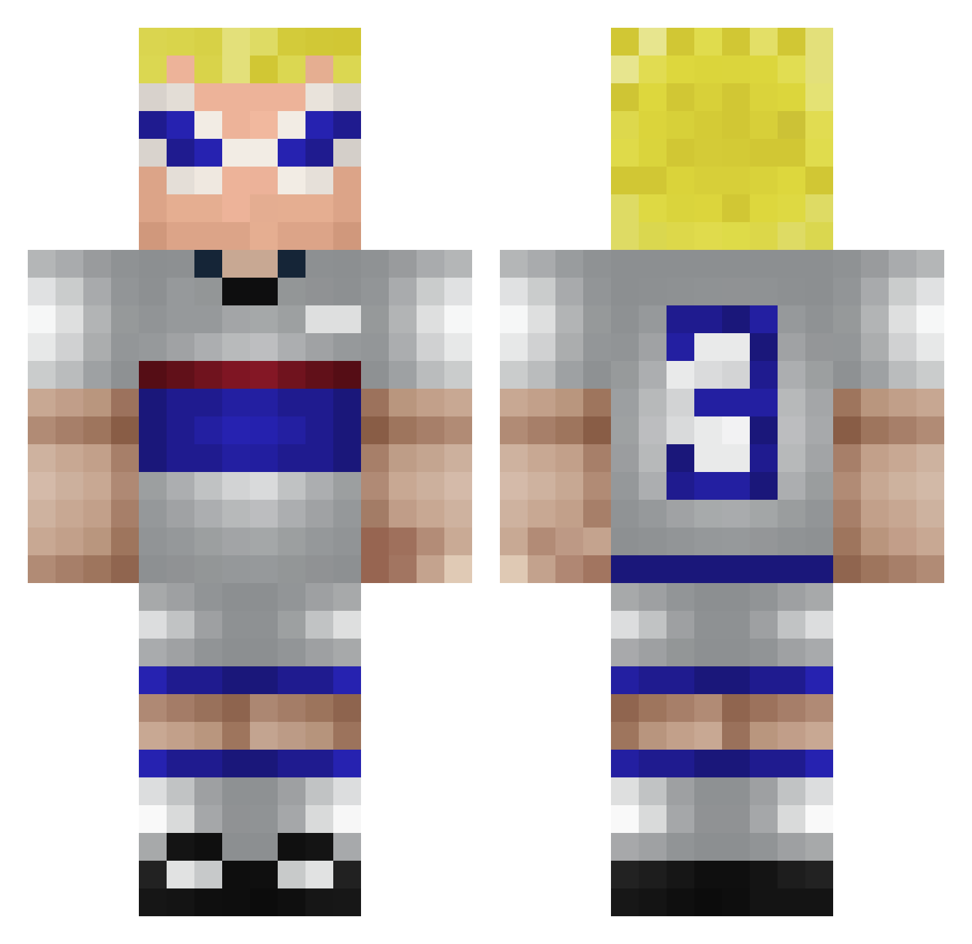 T0WIIK Minecraft skin, front and back view