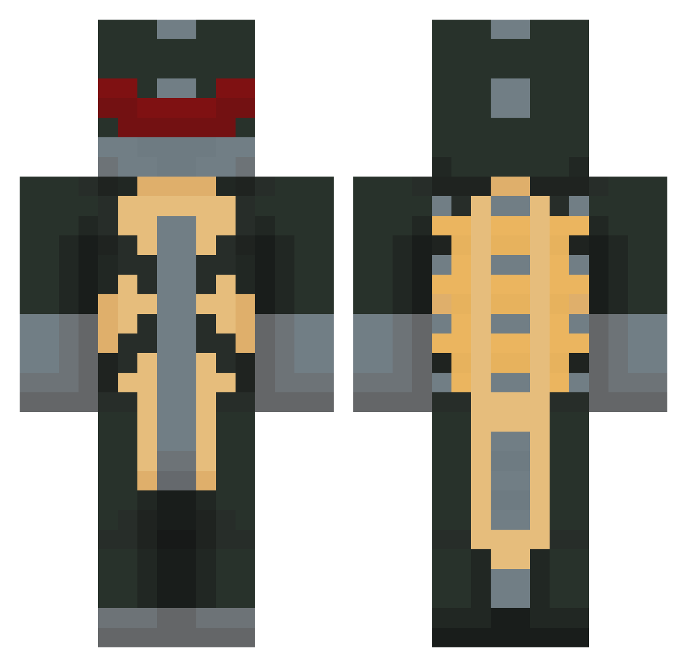 TrasheCat Minecraft skin, front and back view