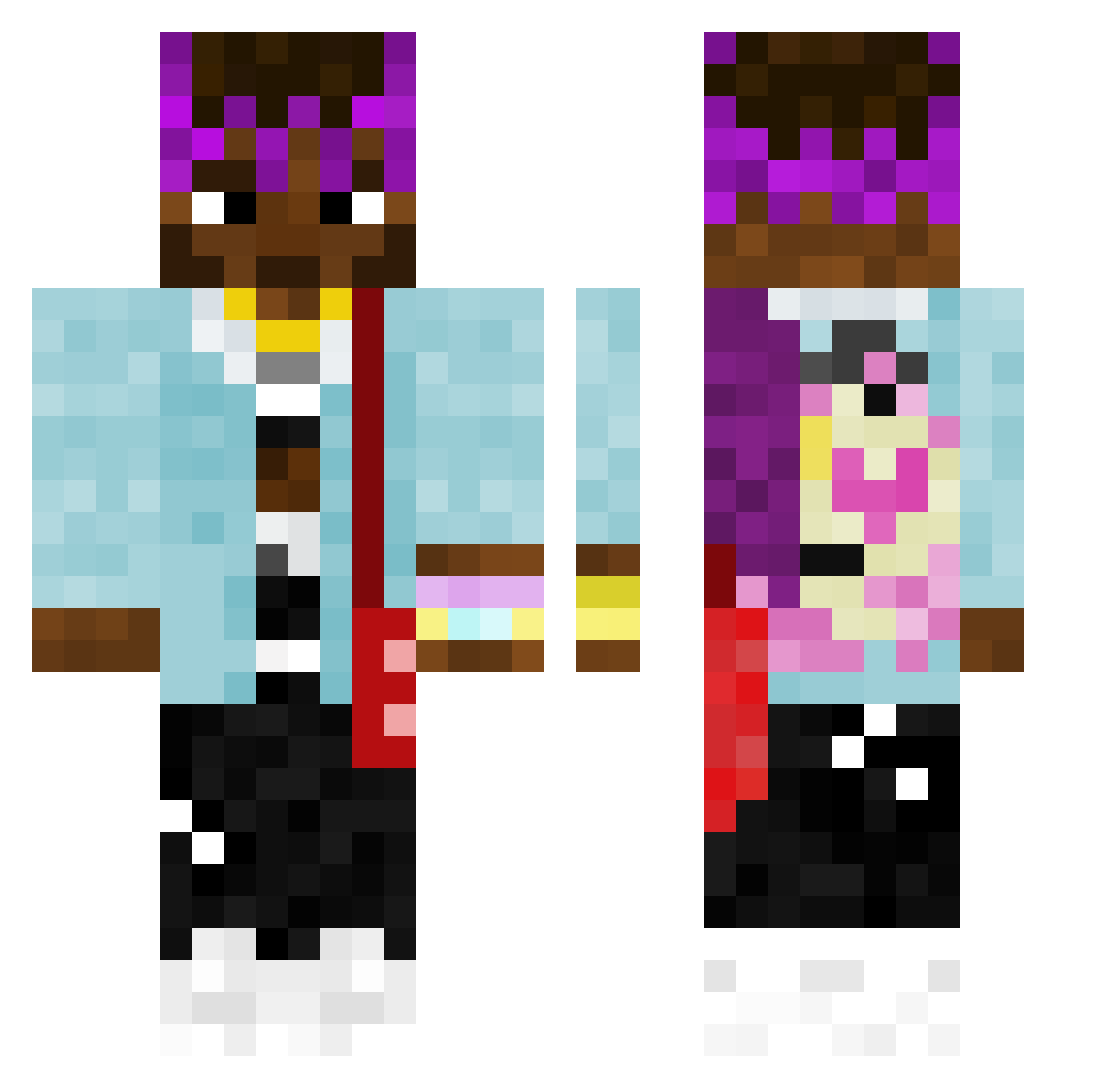 100meters Minecraft skin, front and back view