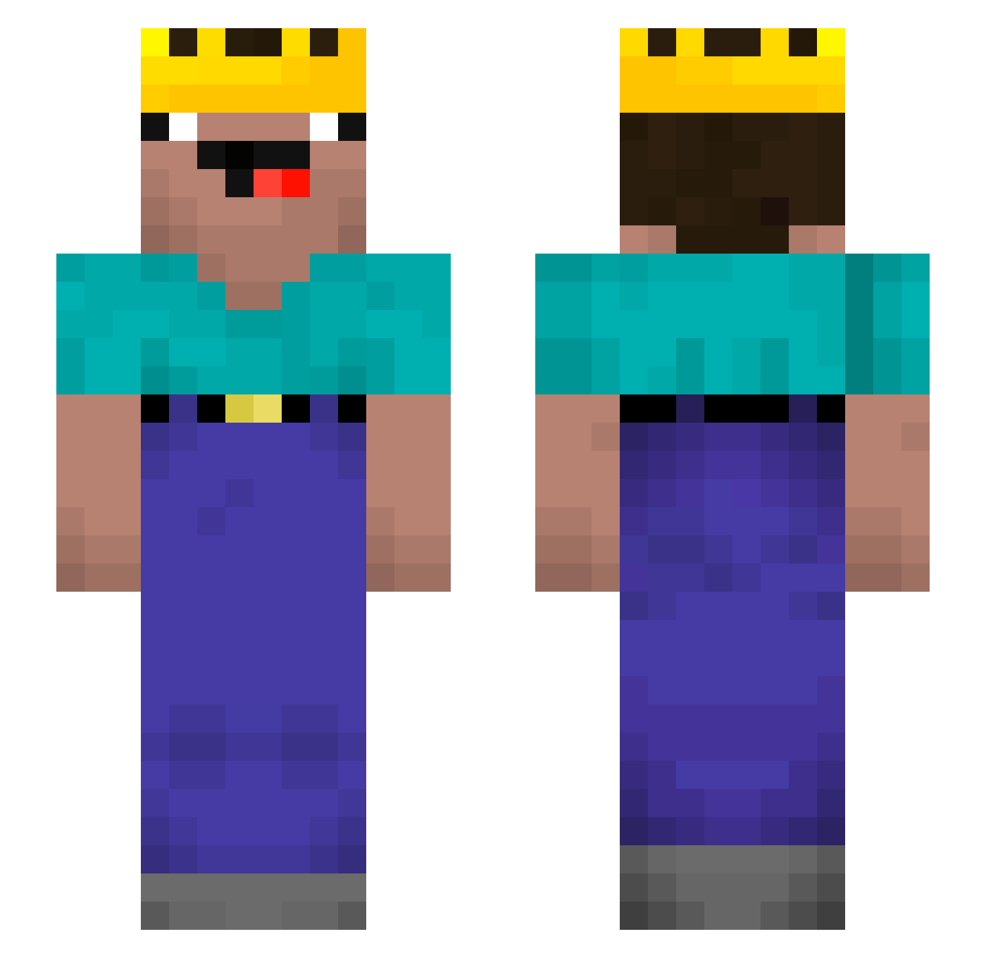 noobsimp Minecraft skin, front and back view