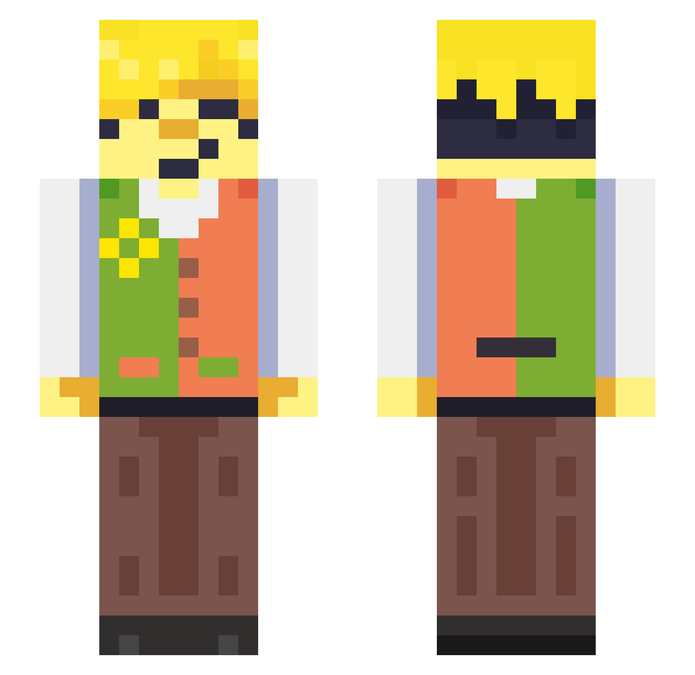 marregga Minecraft skin, front and back view