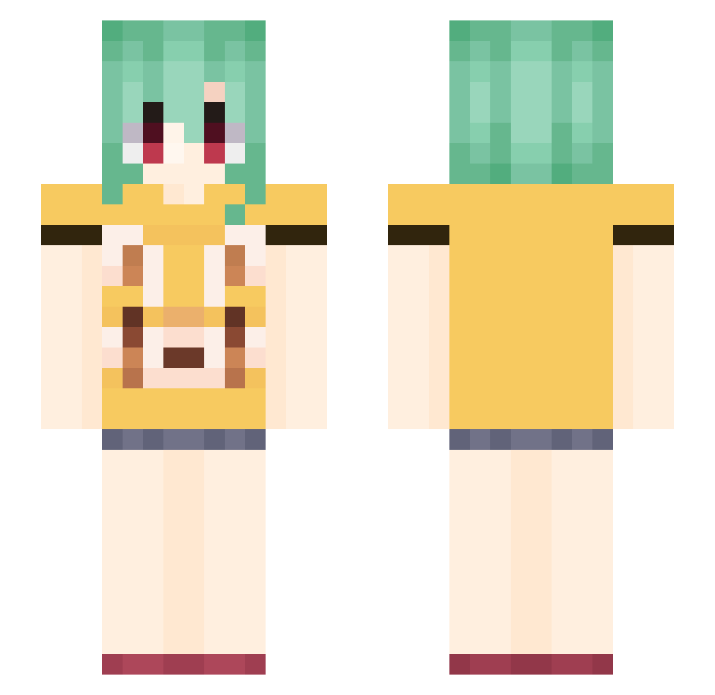 Extrovert Minecraft skin, front and back view