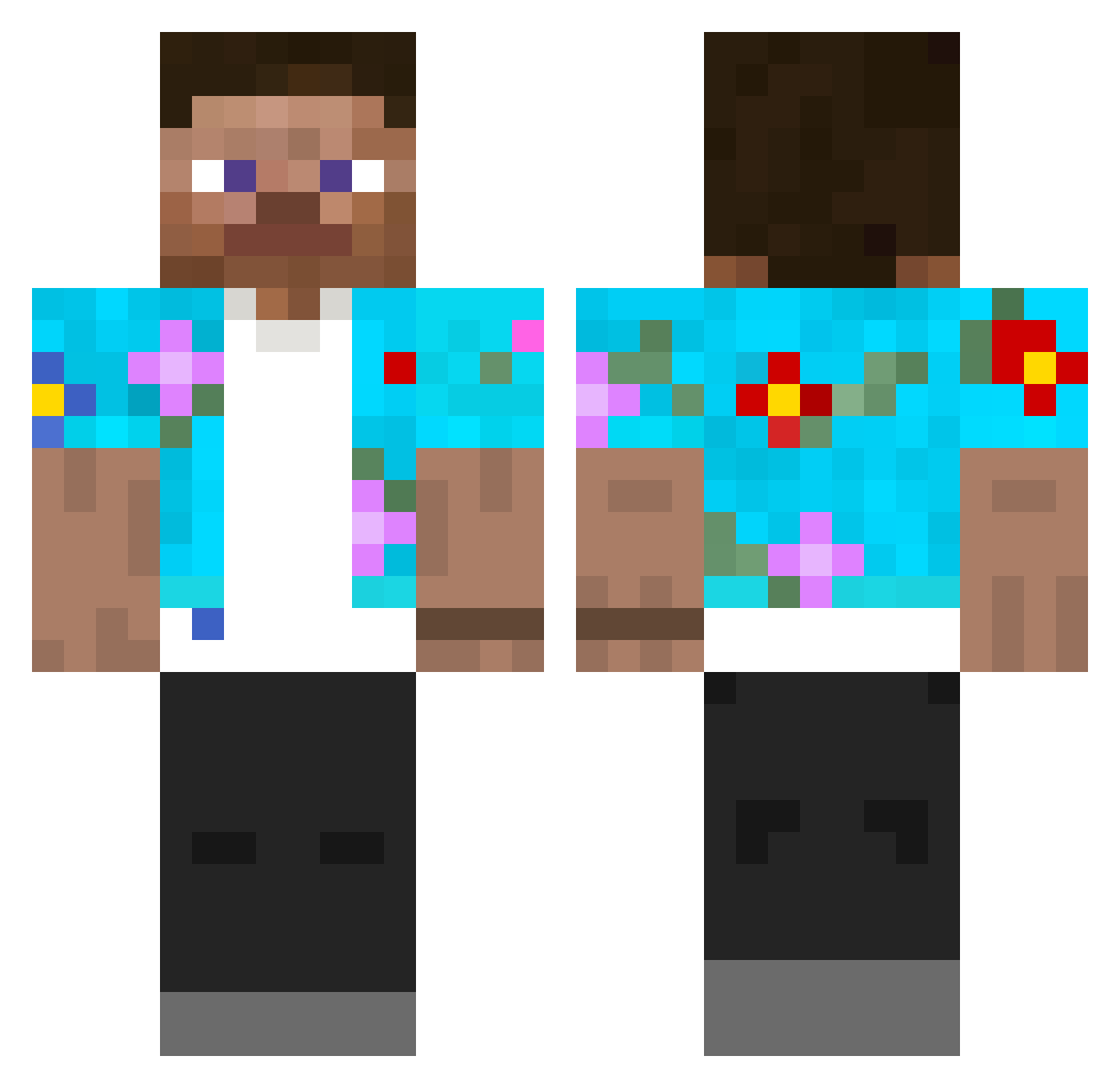 XIEXU Minecraft skin, front and back view