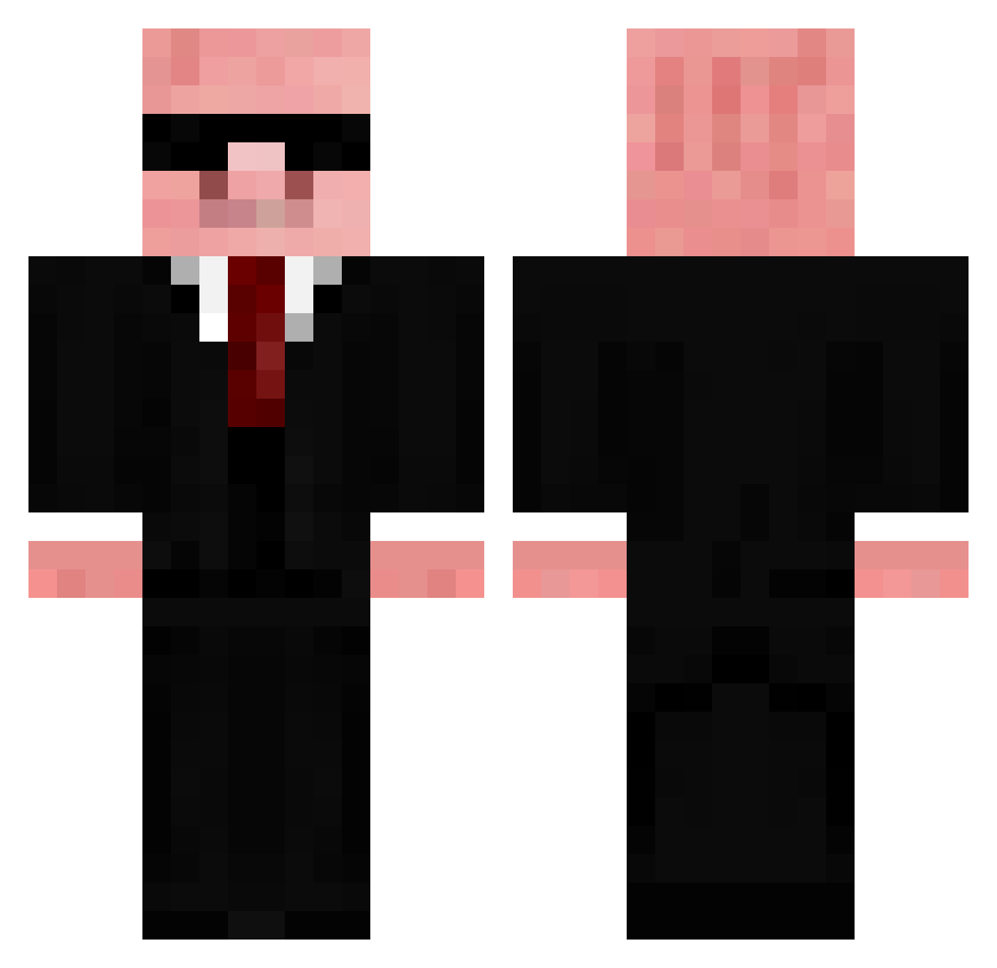 Rocket_the_pig Minecraft skin, front and back view