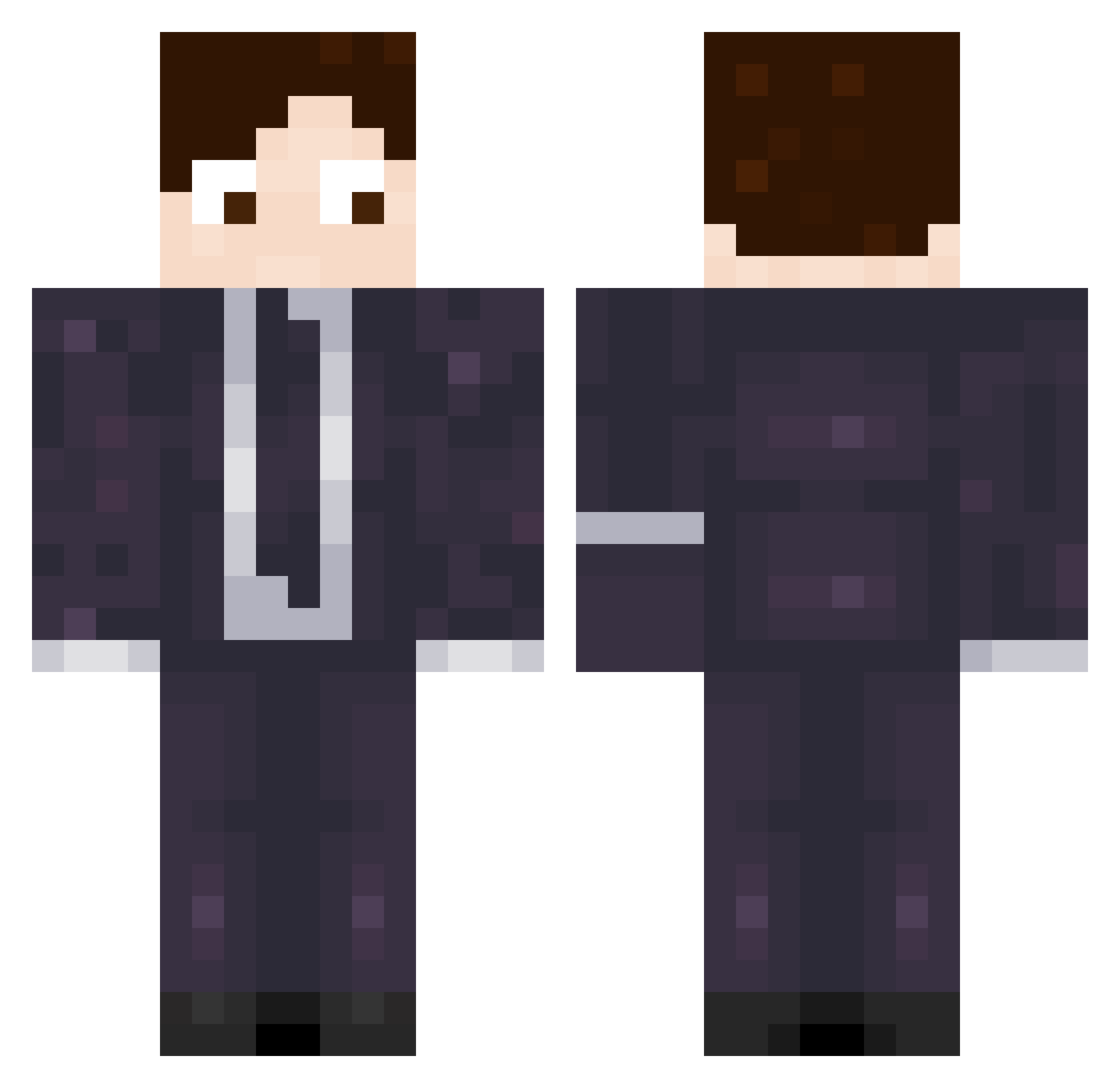 WingJ Minecraft skin, front and back view