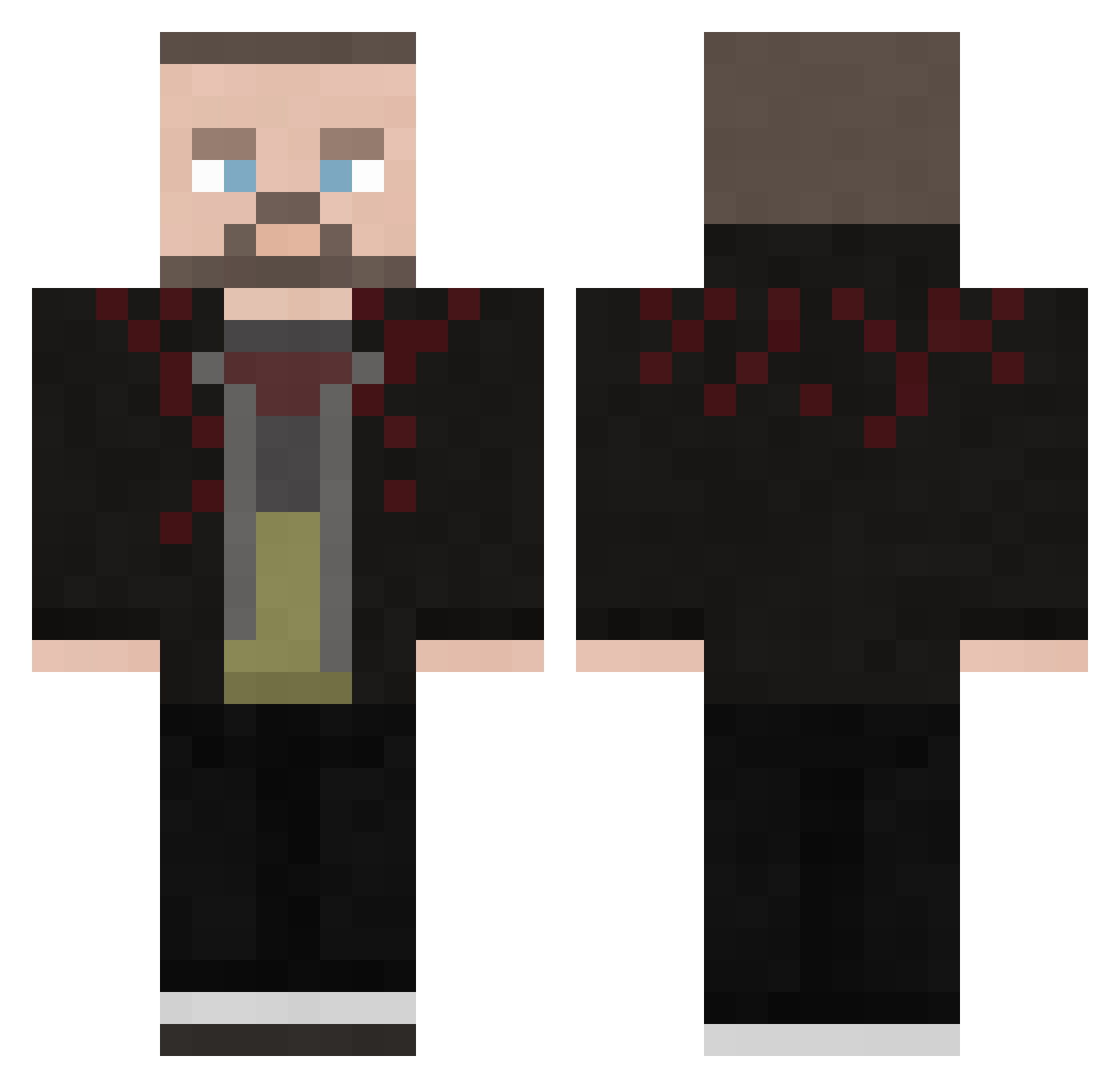 SquidwardAuntie Minecraft skin, front and back view