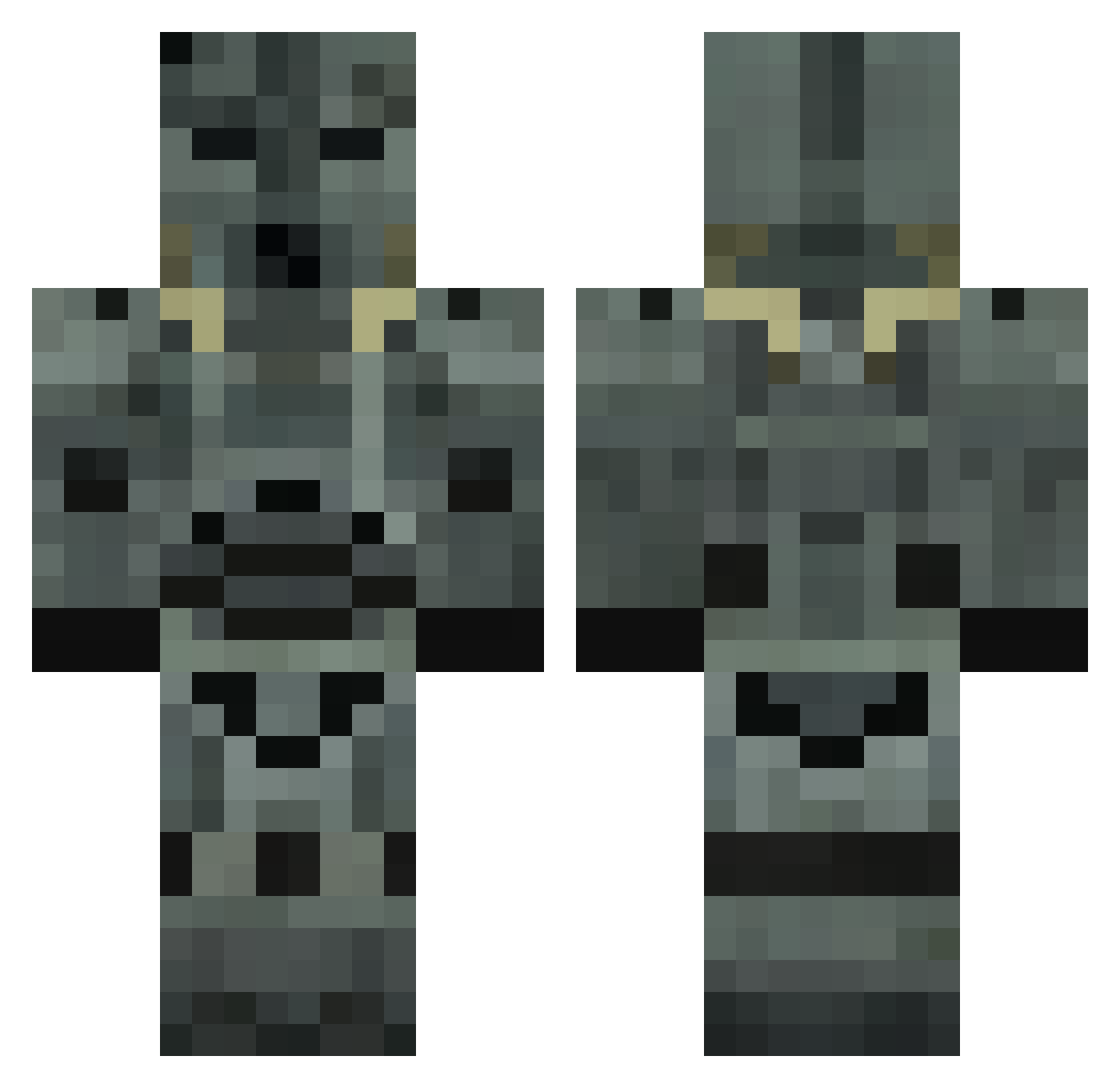 Pulsars Minecraft skin, front and back view