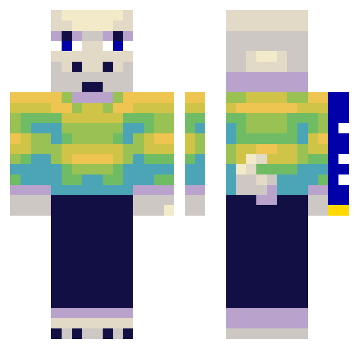 TheGodKaio Minecraft skin, front and back view