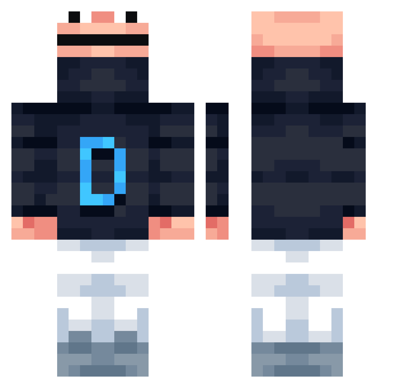 ItsDarkHydra Minecraft skin, front and back view