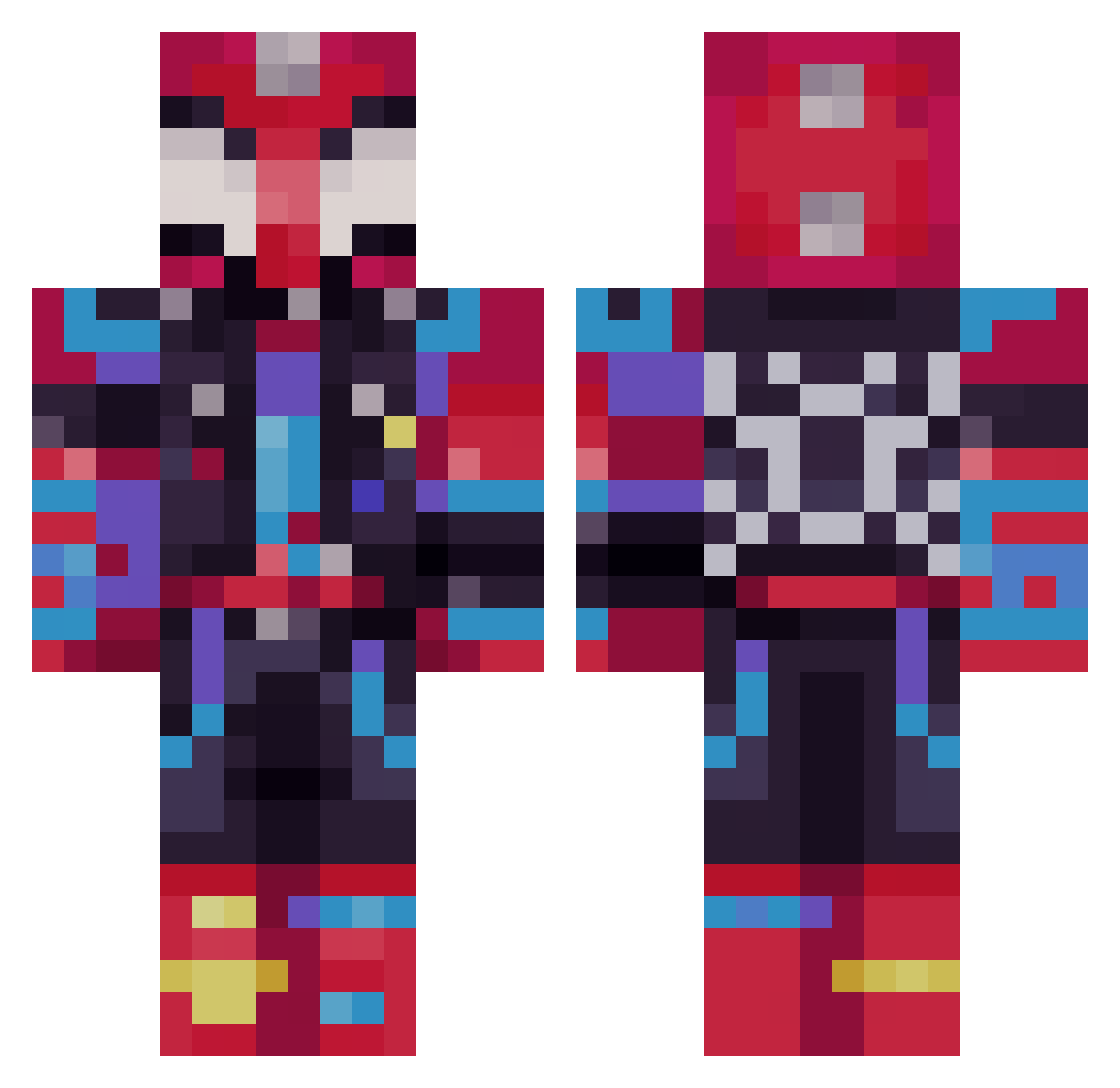 Pinkverse Minecraft skin, front and back view
