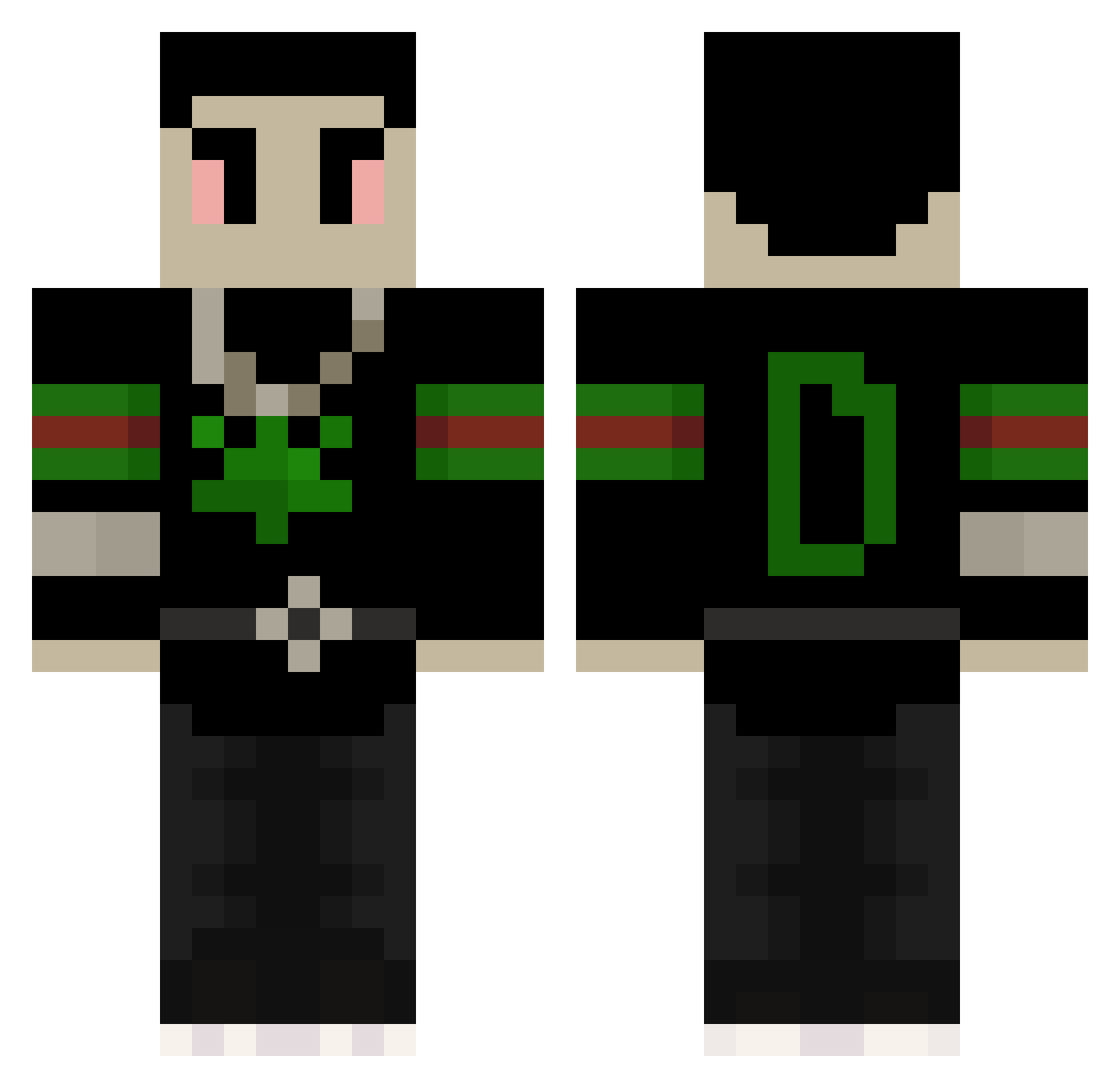 Moolian Minecraft skin, front and back view