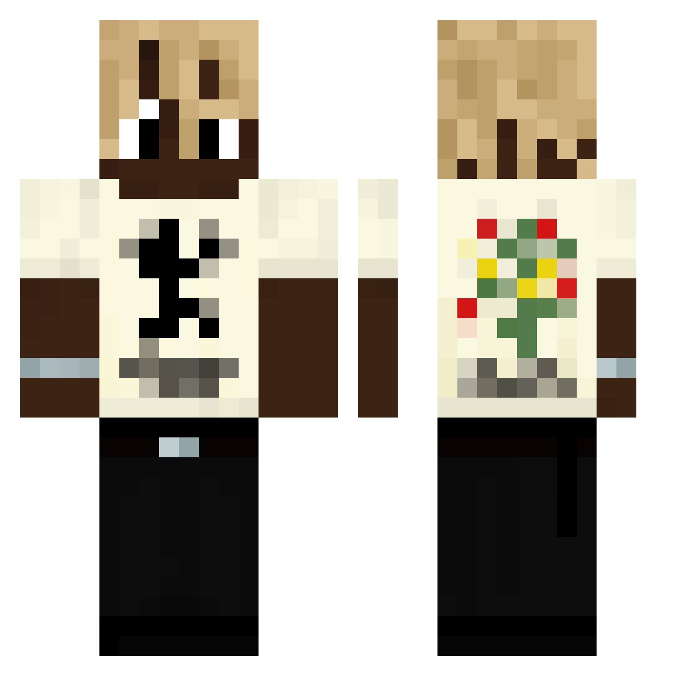 robertzilla Minecraft skin, front and back view