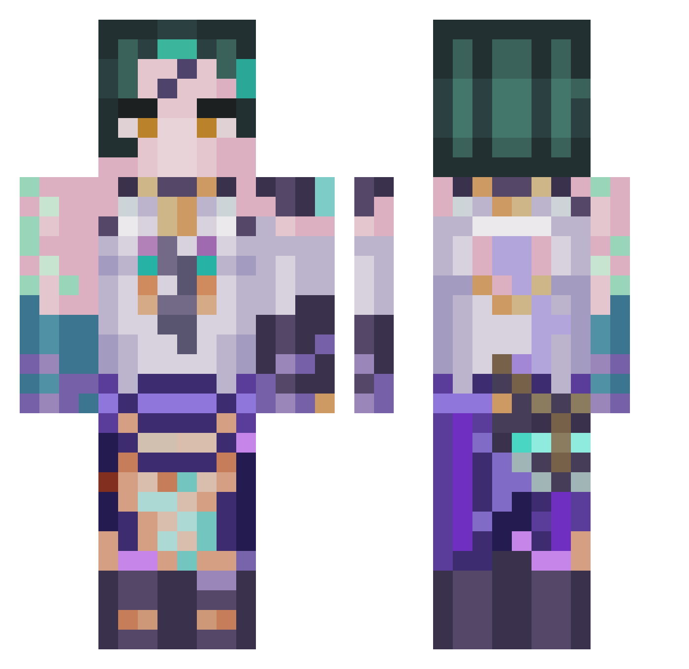 emotionalization Minecraft skin, front and back view