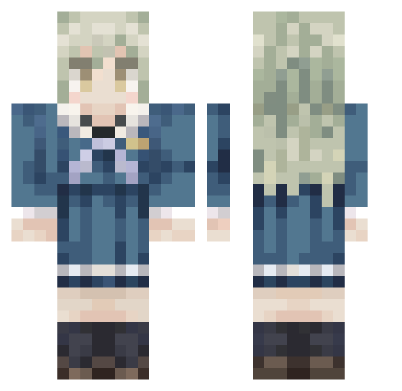 swordofluck Minecraft skin, front and back view