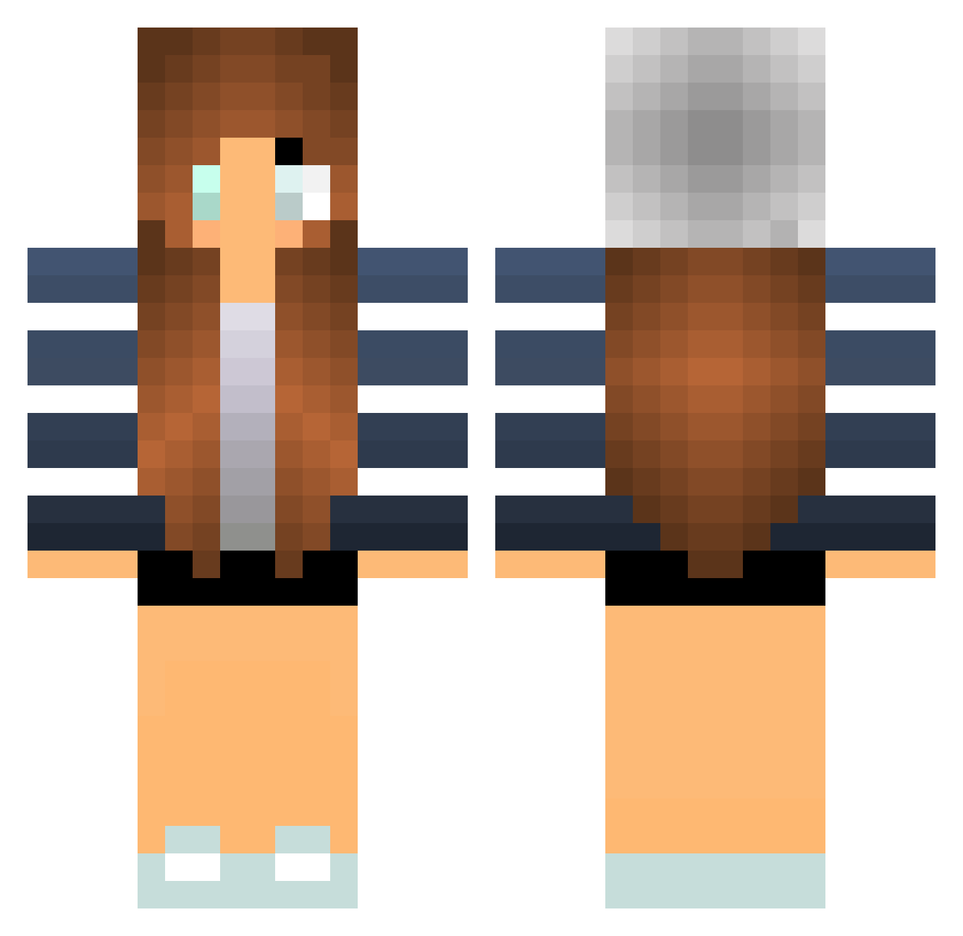 Sunsetting Minecraft skin, front and back view