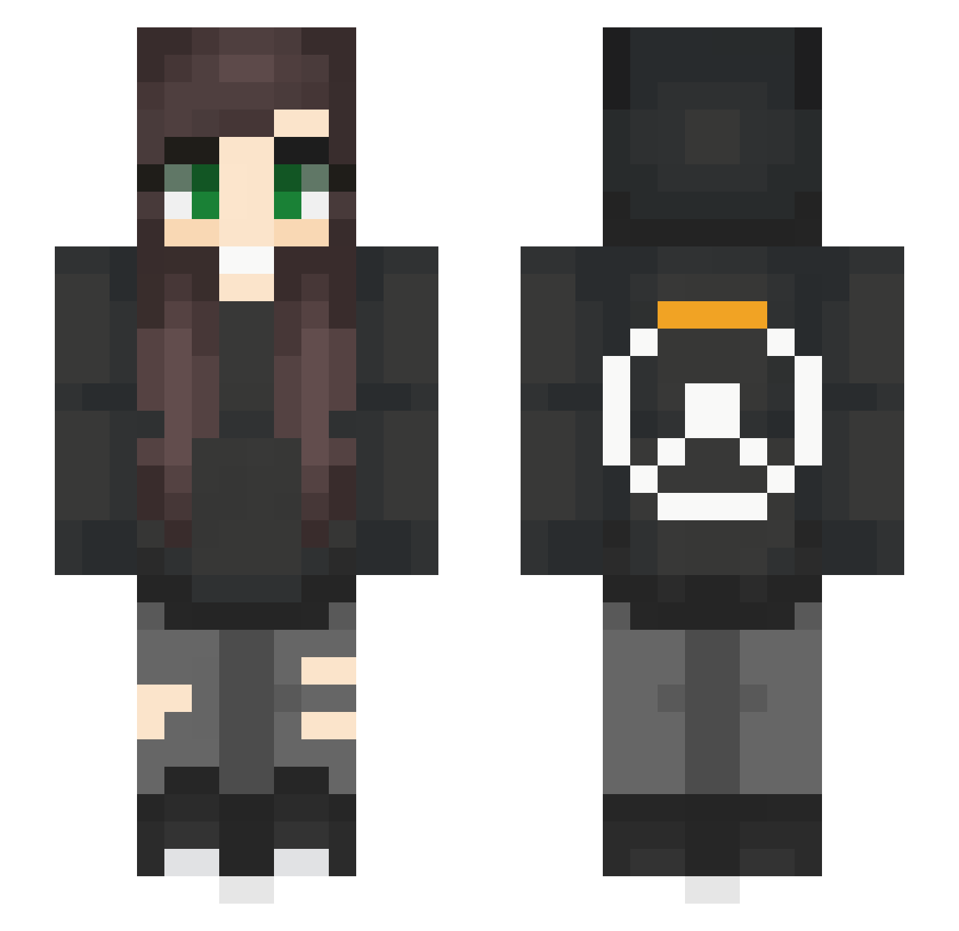 maiy Minecraft skin, front and back view