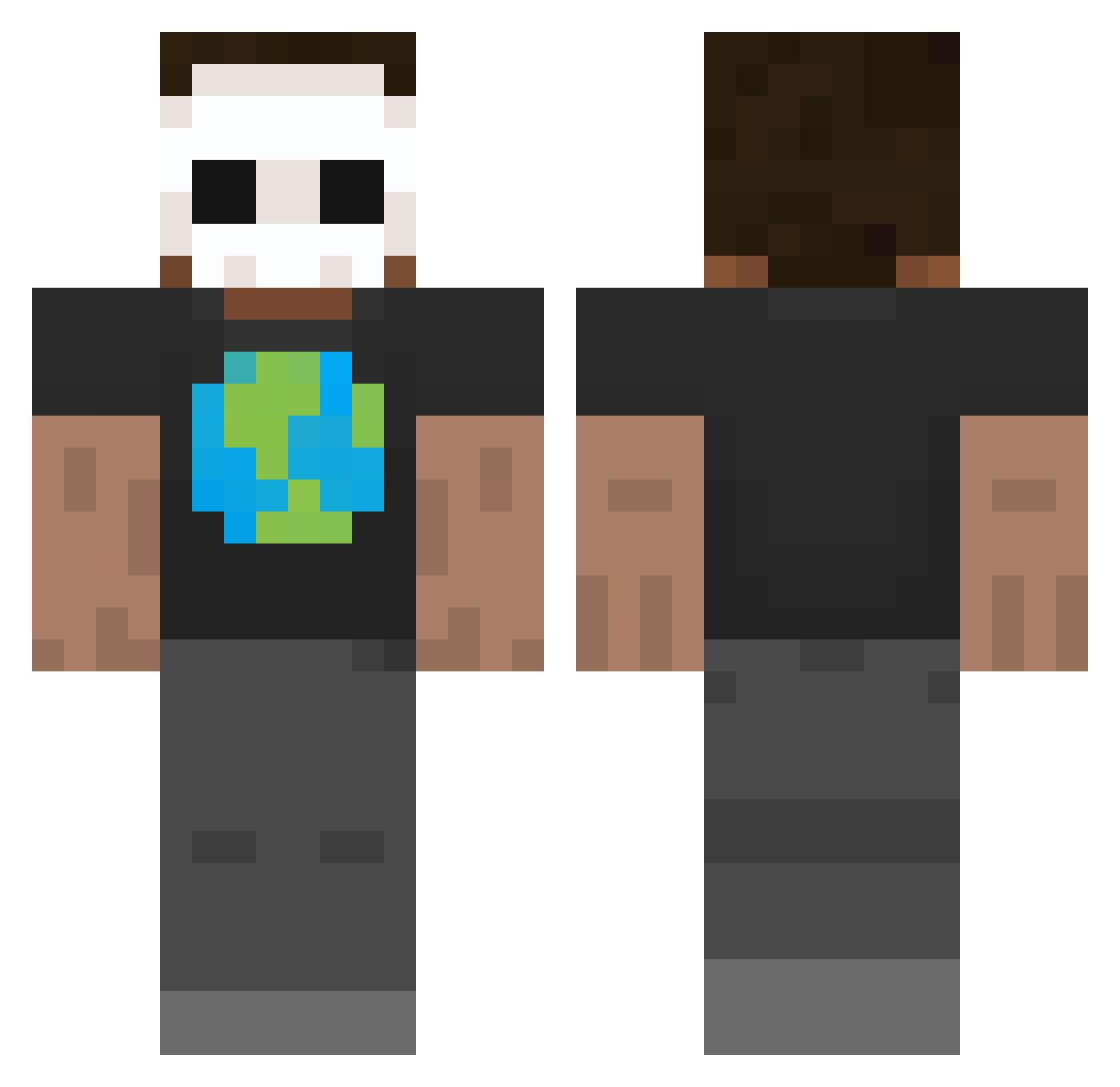 Polluting Minecraft skin, front and back view