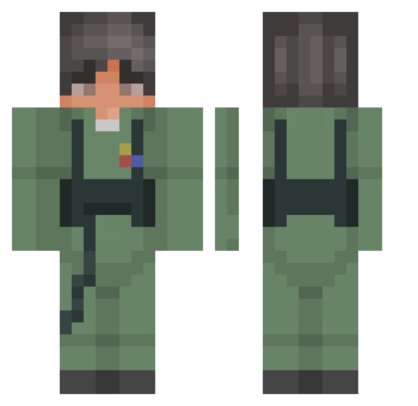 Valdman64 Minecraft skin, front and back view