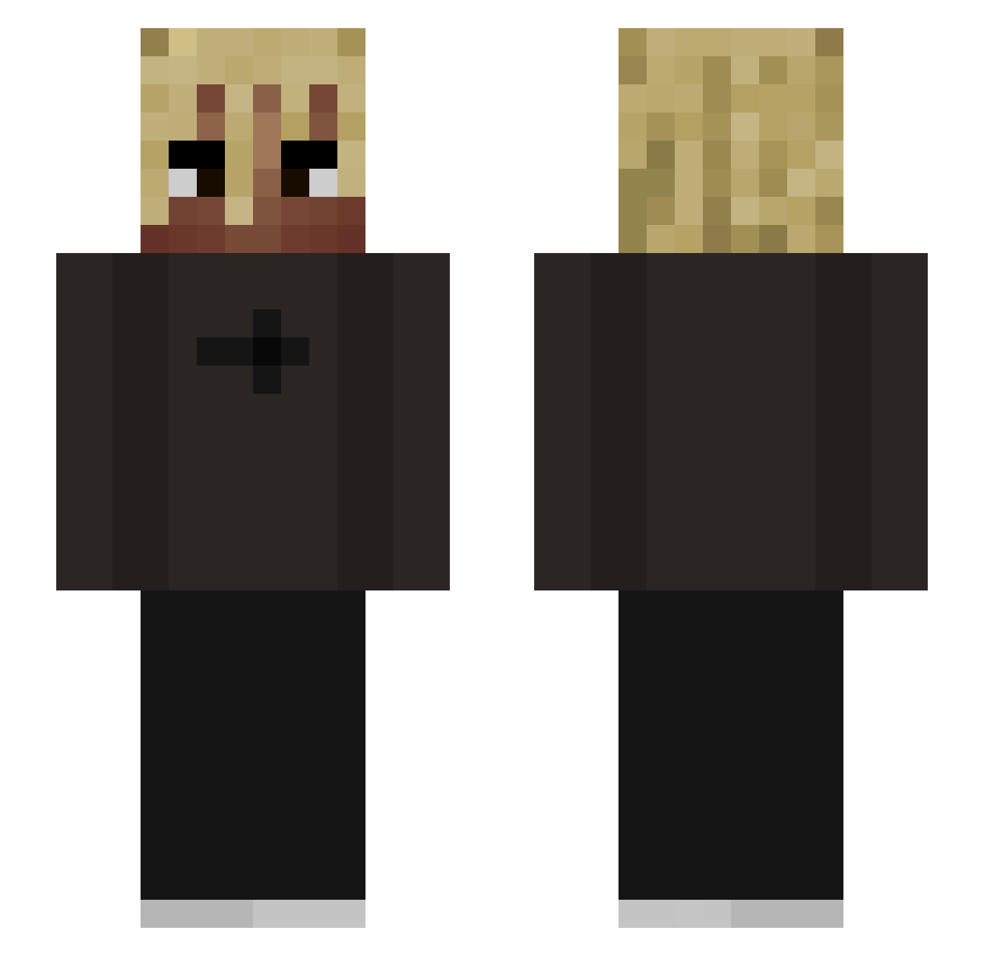 Szlent Minecraft skin, front and back view