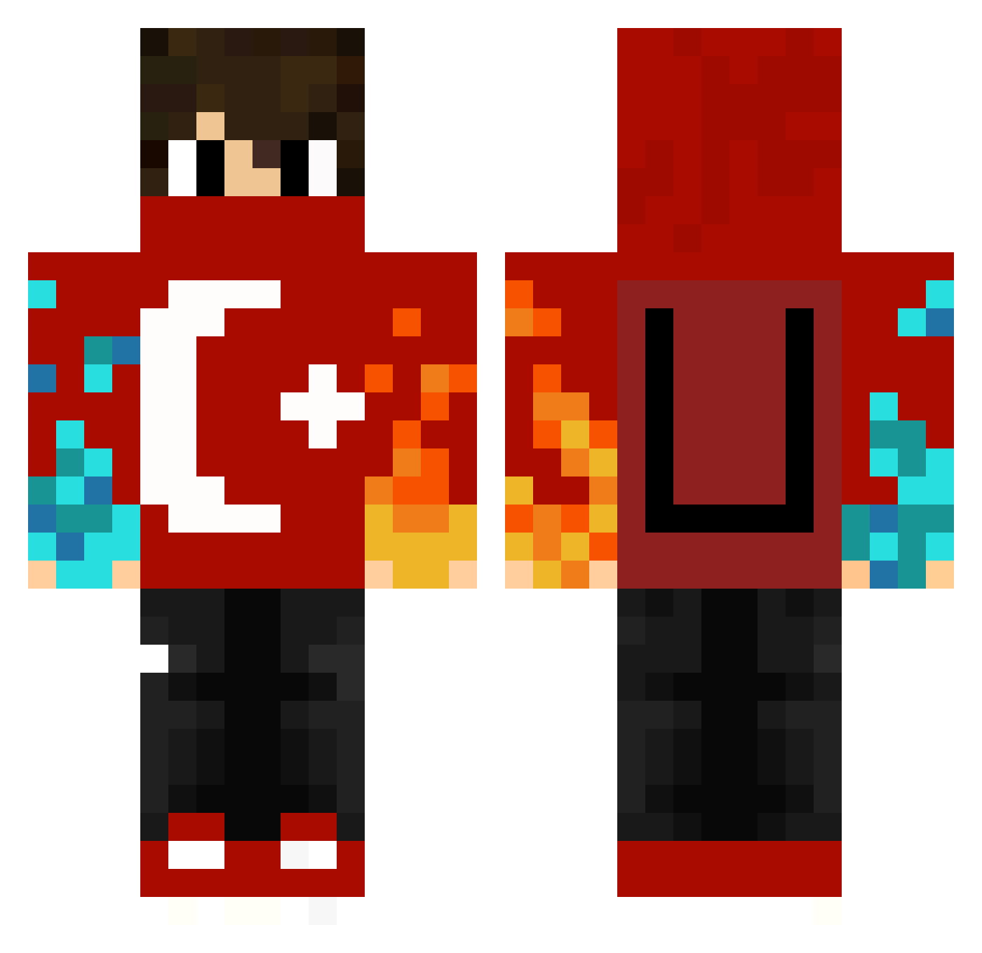 ItzMeLijpe Minecraft skin, front and back view