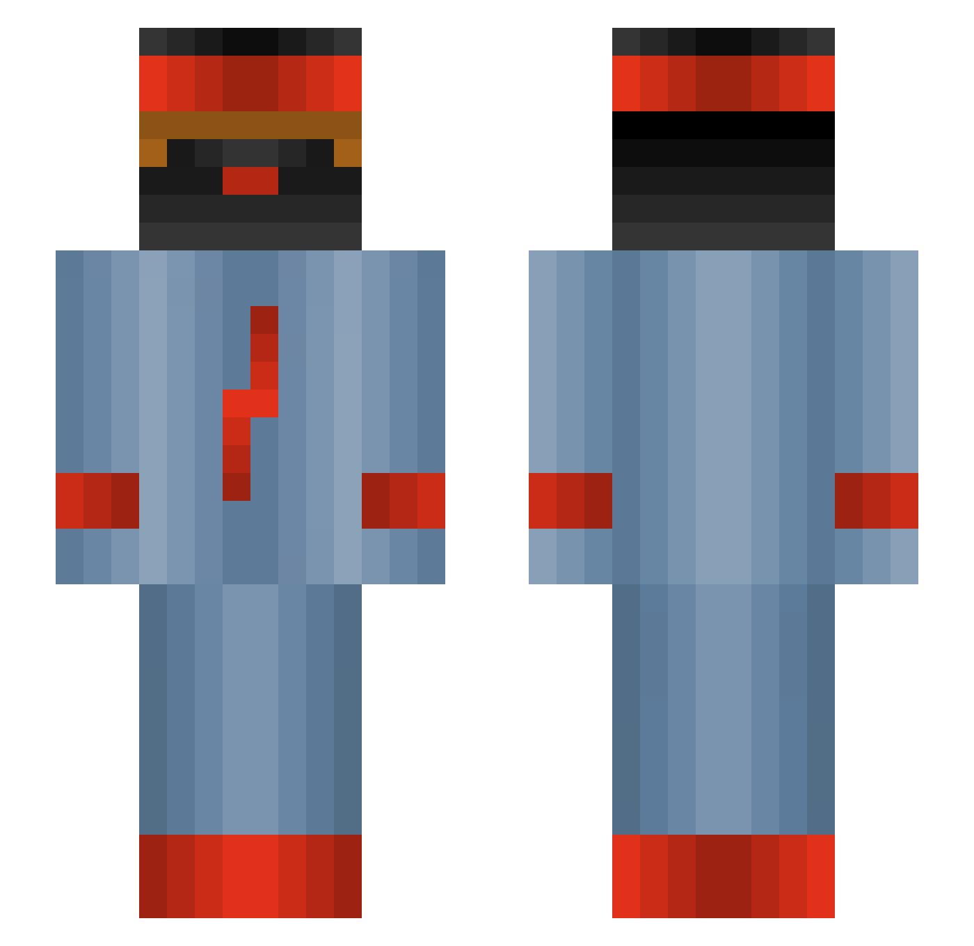 Nutlet Minecraft skin, front and back view