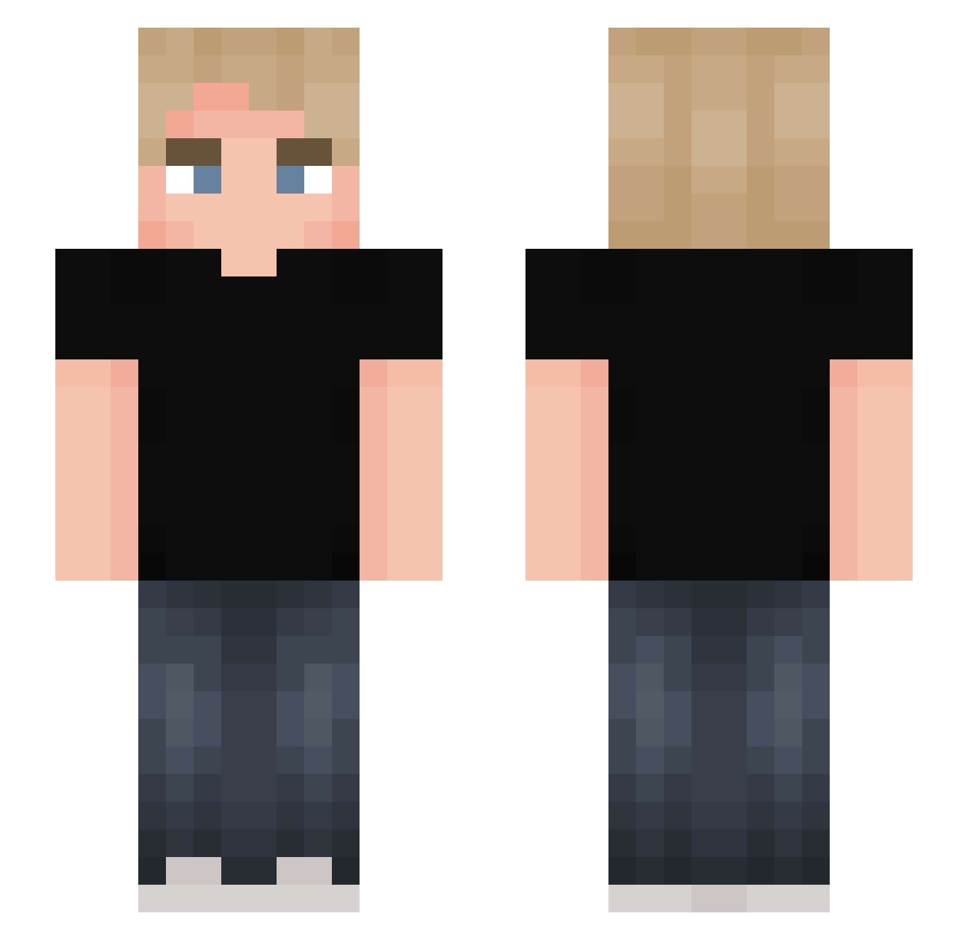 Pooxie Minecraft skin, front and back view