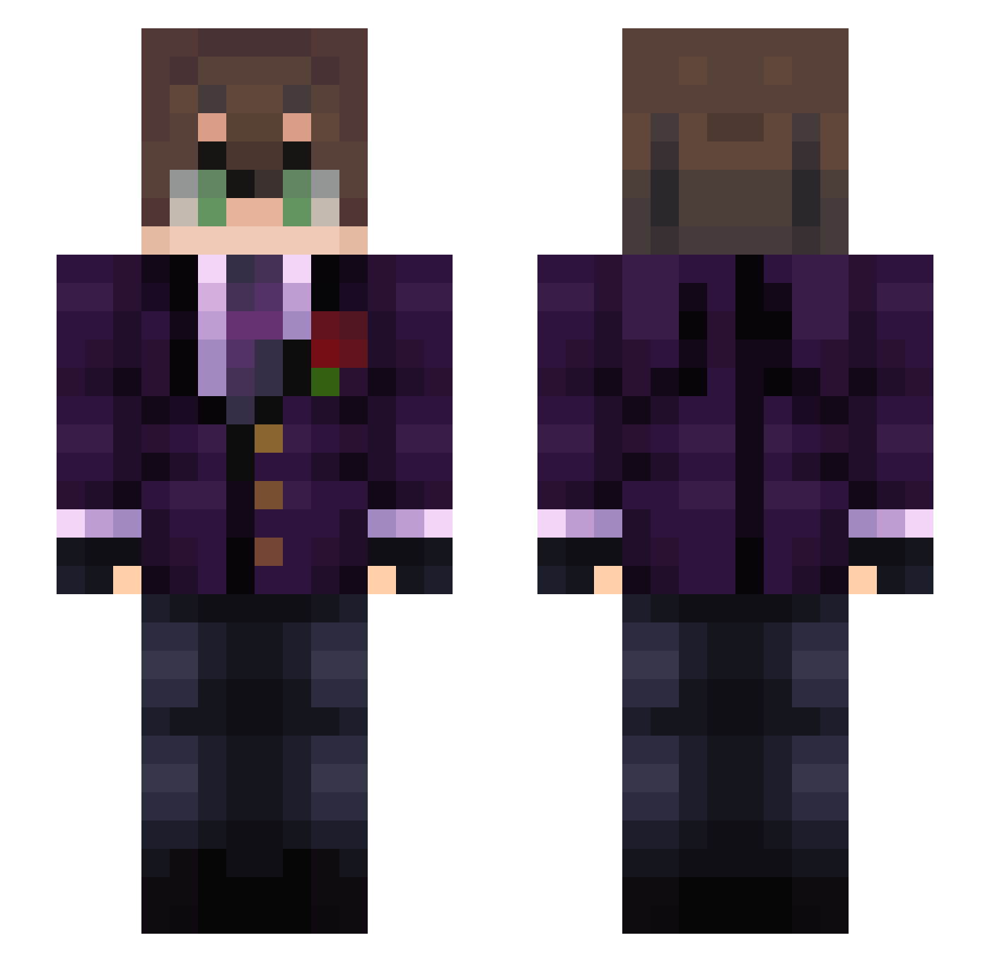 Prussic Minecraft skin, front and back view