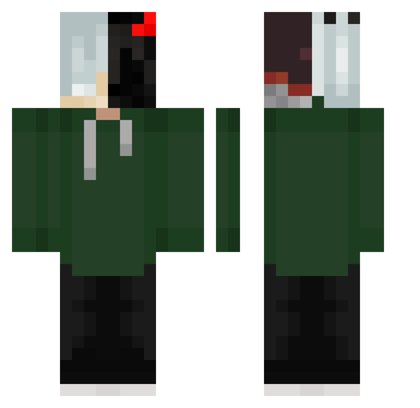 Qwtia Minecraft skin, front and back view