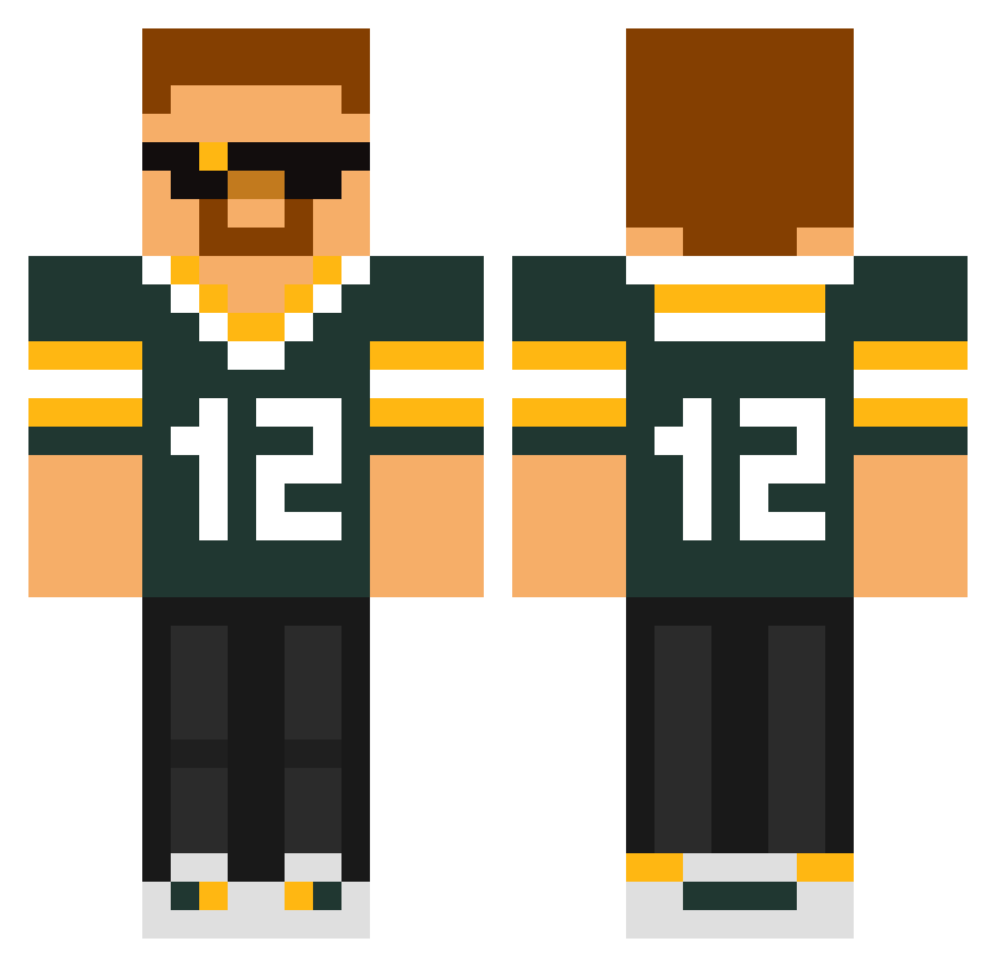 P4ckzz Minecraft skin, front and back view