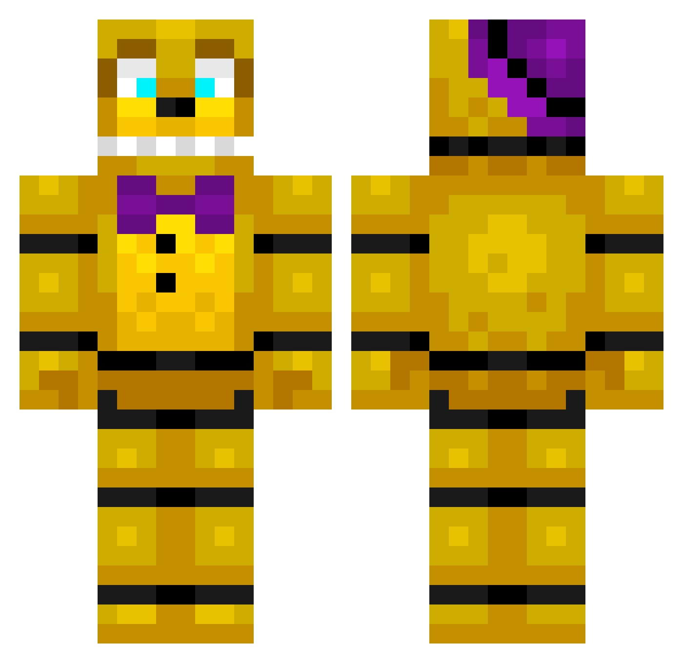 FREDBEAR_MOON Minecraft skin, front and back view