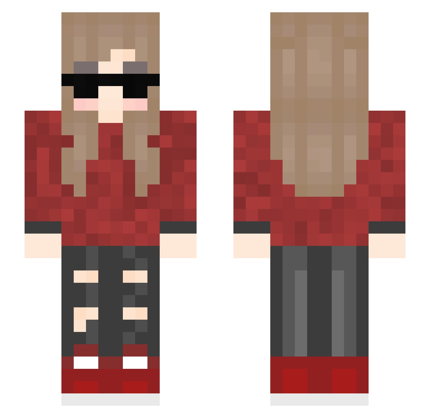sweetless Minecraft skin, front and back view