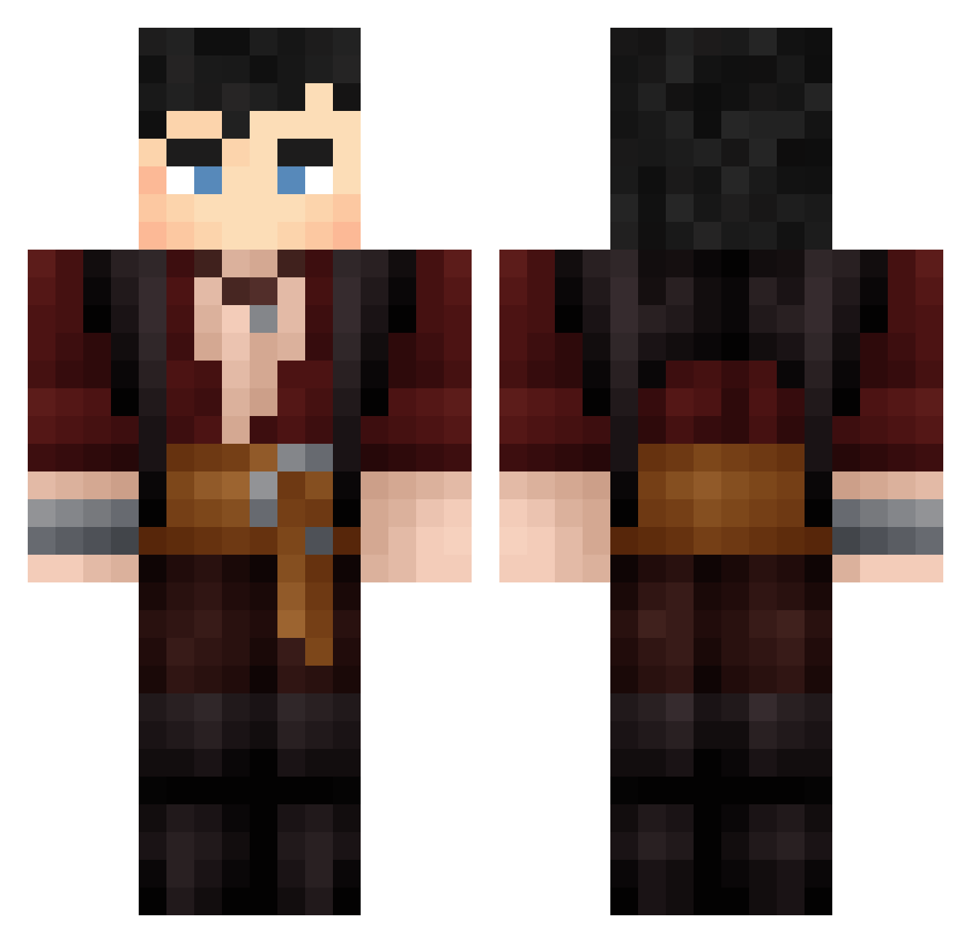Aljertx Minecraft skin, front and back view