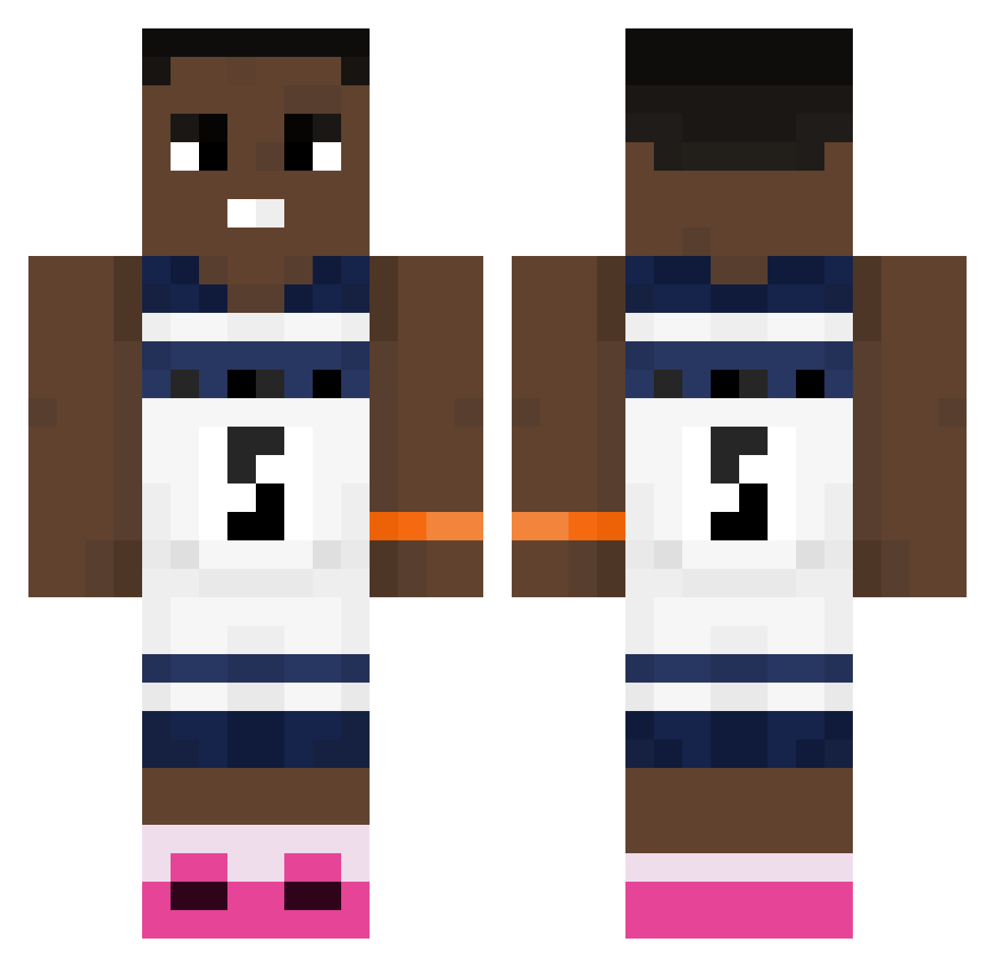 Nicide Minecraft skin, front and back view