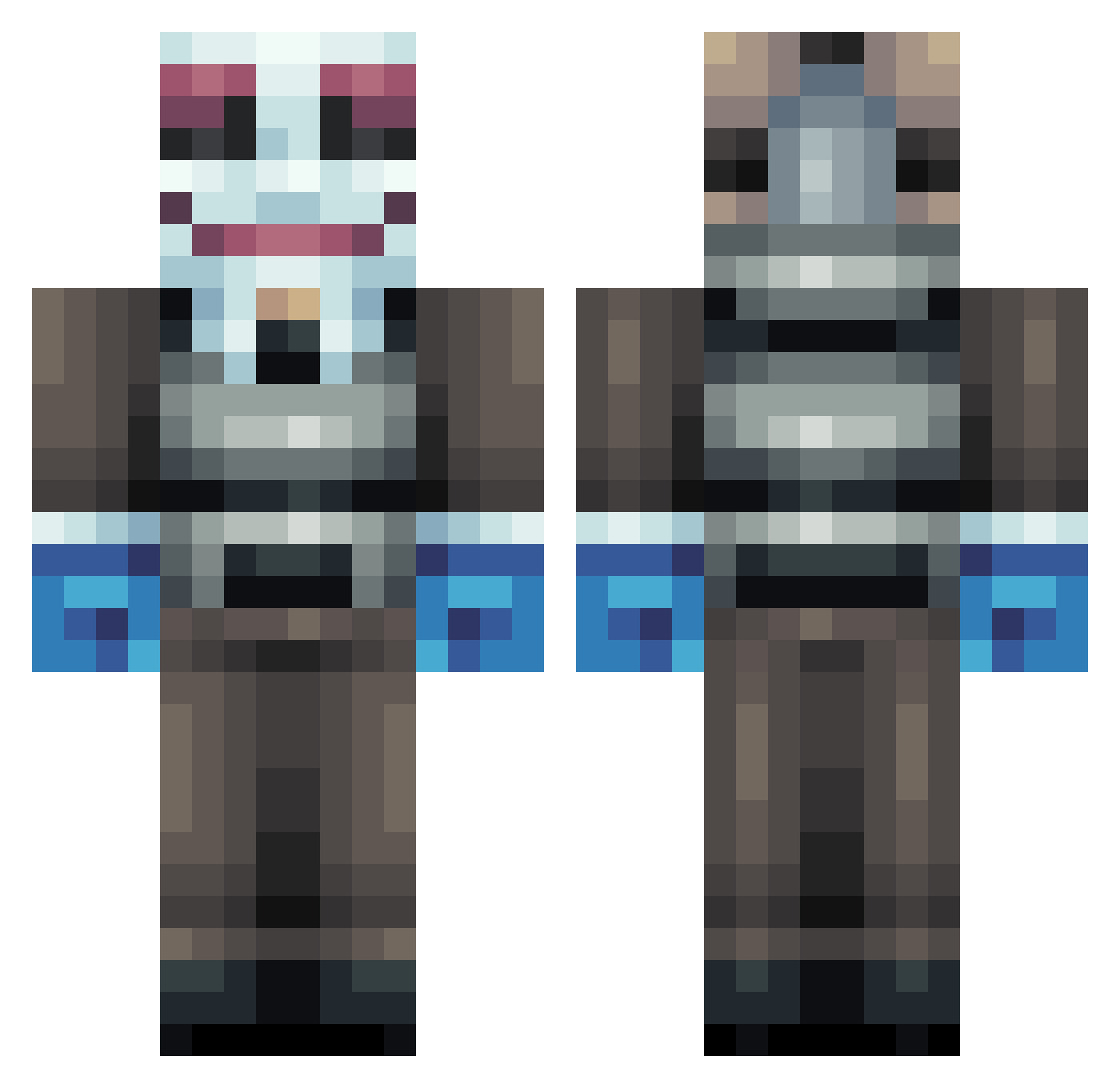 JuicyAnanas Minecraft skin, front and back view
