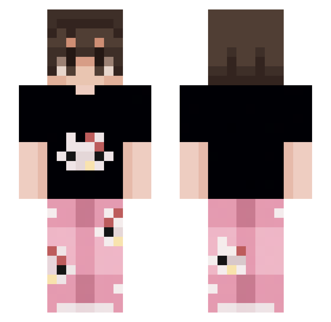 Corbacl Minecraft skin, front and back view