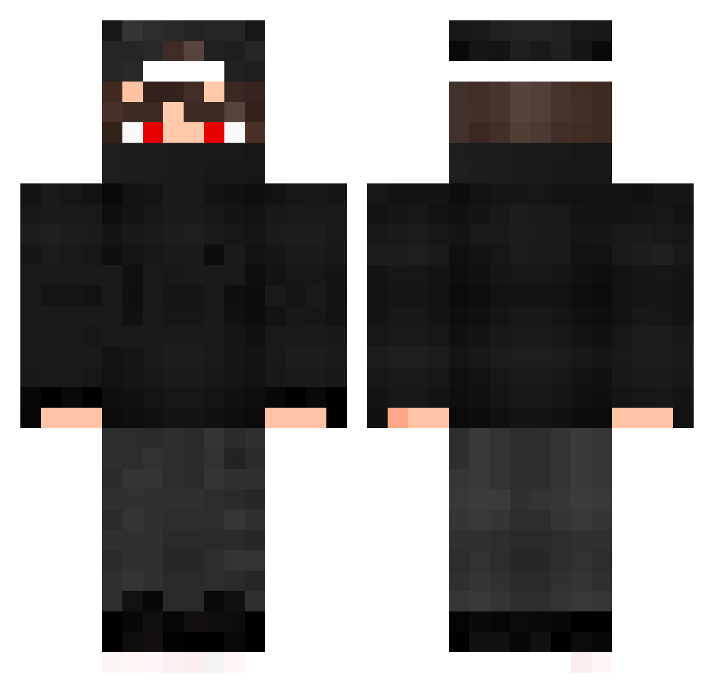 RavaNoc Minecraft skin, front and back view